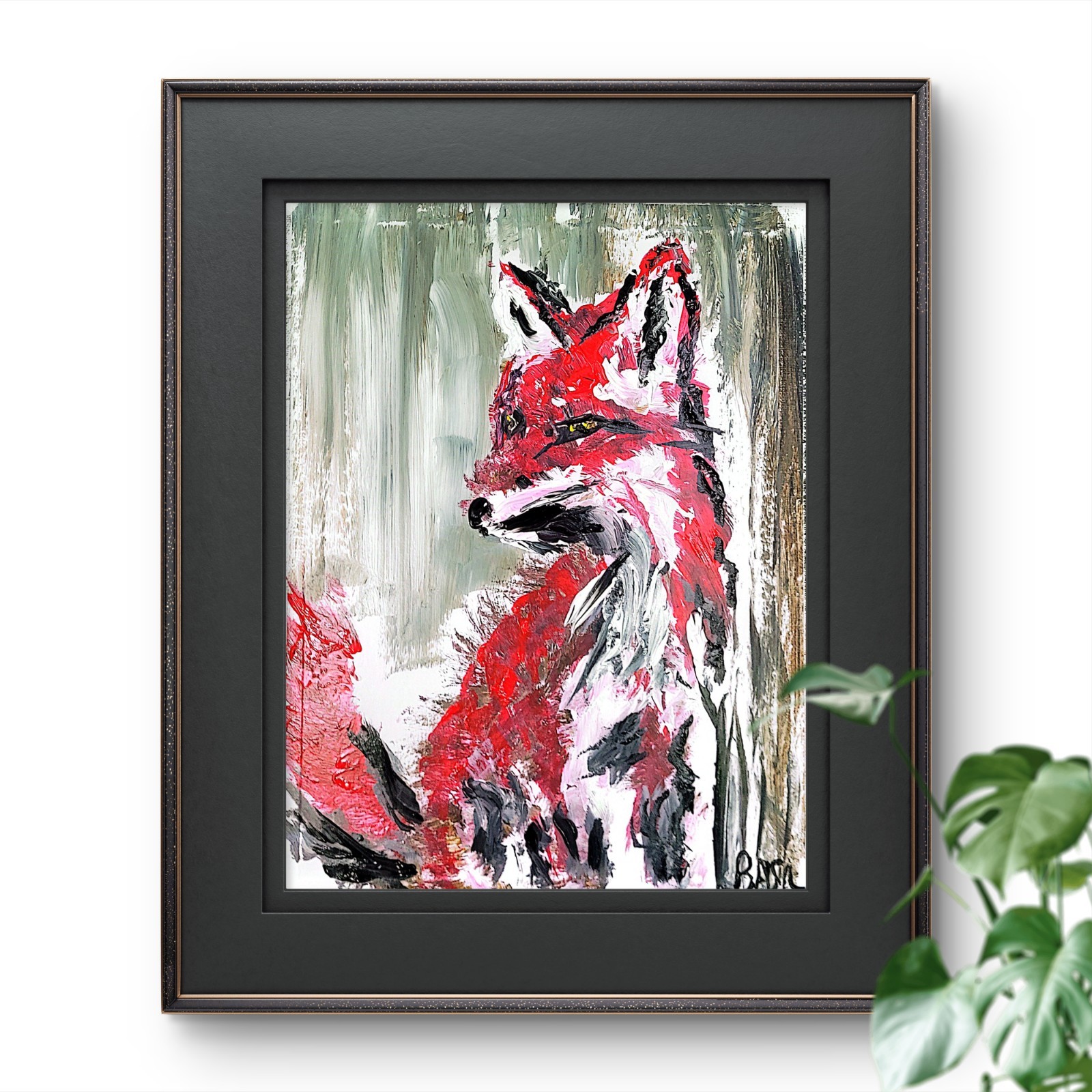 Fox Unique Abstract Expressionism Wall Art Canvas Board 11×14