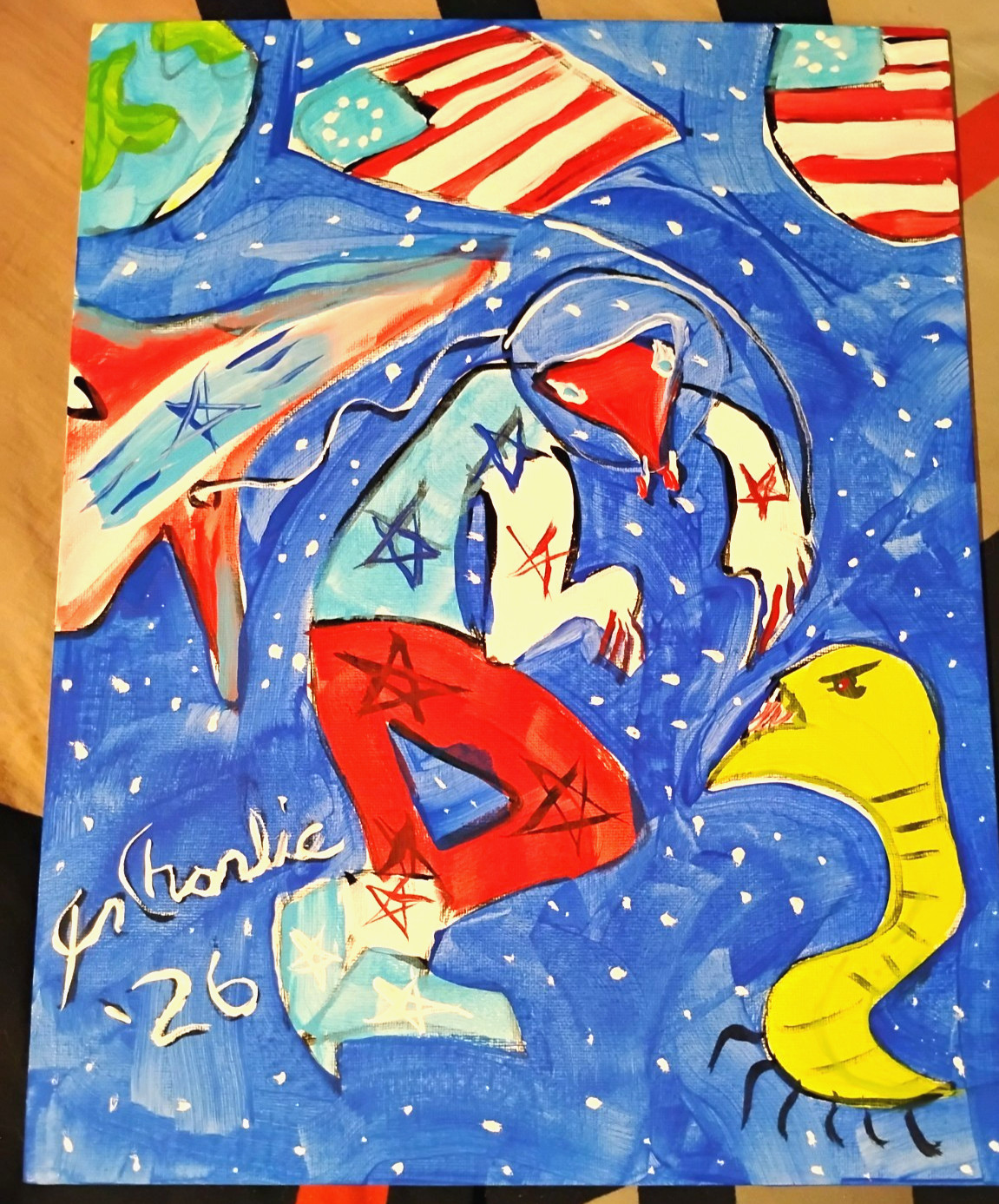 MANTIS-MAN USA AMERICA SPACE FORCE JR CHARLIE FAST OUTSIDER POLITICAL FOLK ART