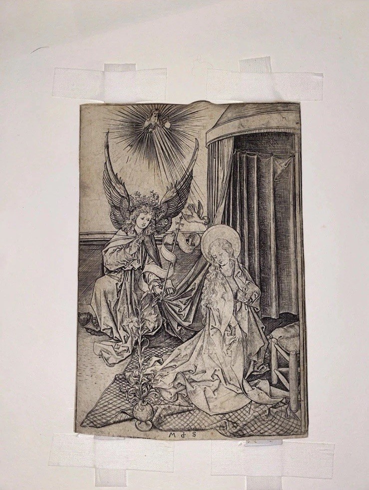 Martin Schongauer The Annunciation Old Master Engraving British Museum Stamp
