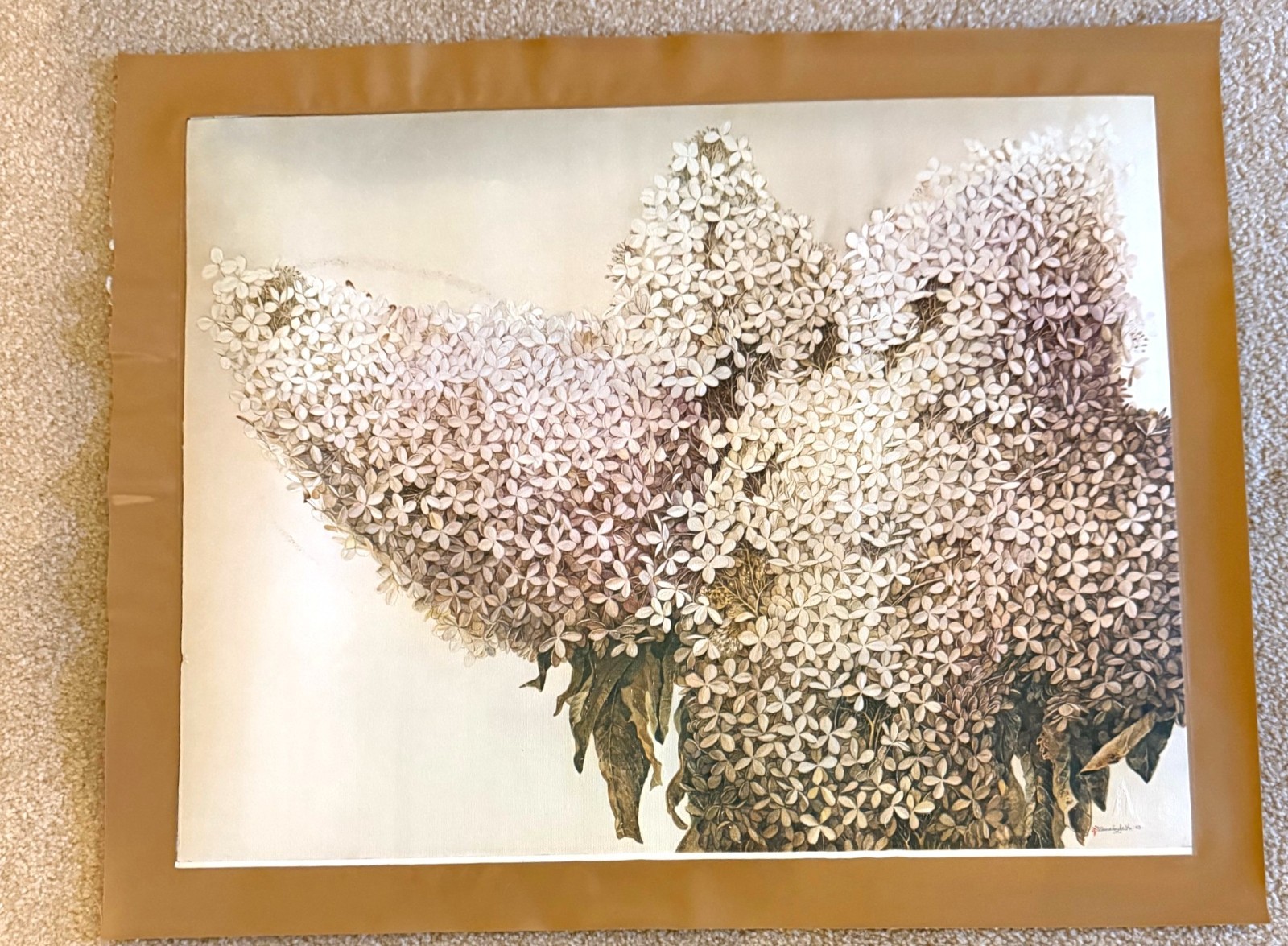 AUTHENTIC ARTAGRAPH OIL PAINTING»DRIED HYDRANGEA BY MANABU SAITO SIGNED 78/1000