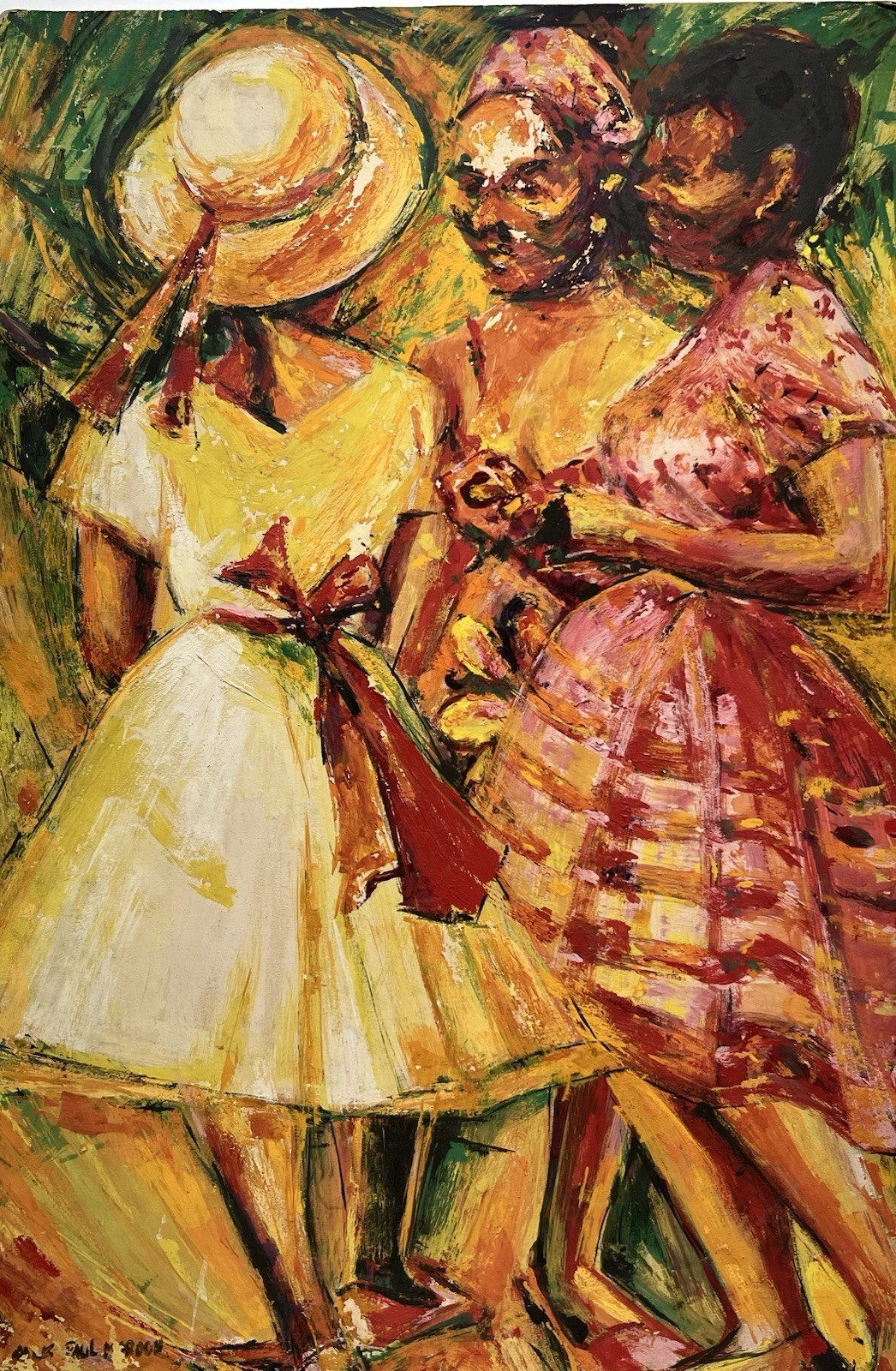 MCM 60s Modernist Expressionism Painting Jamaican Black Girls Kingston Jamaica
