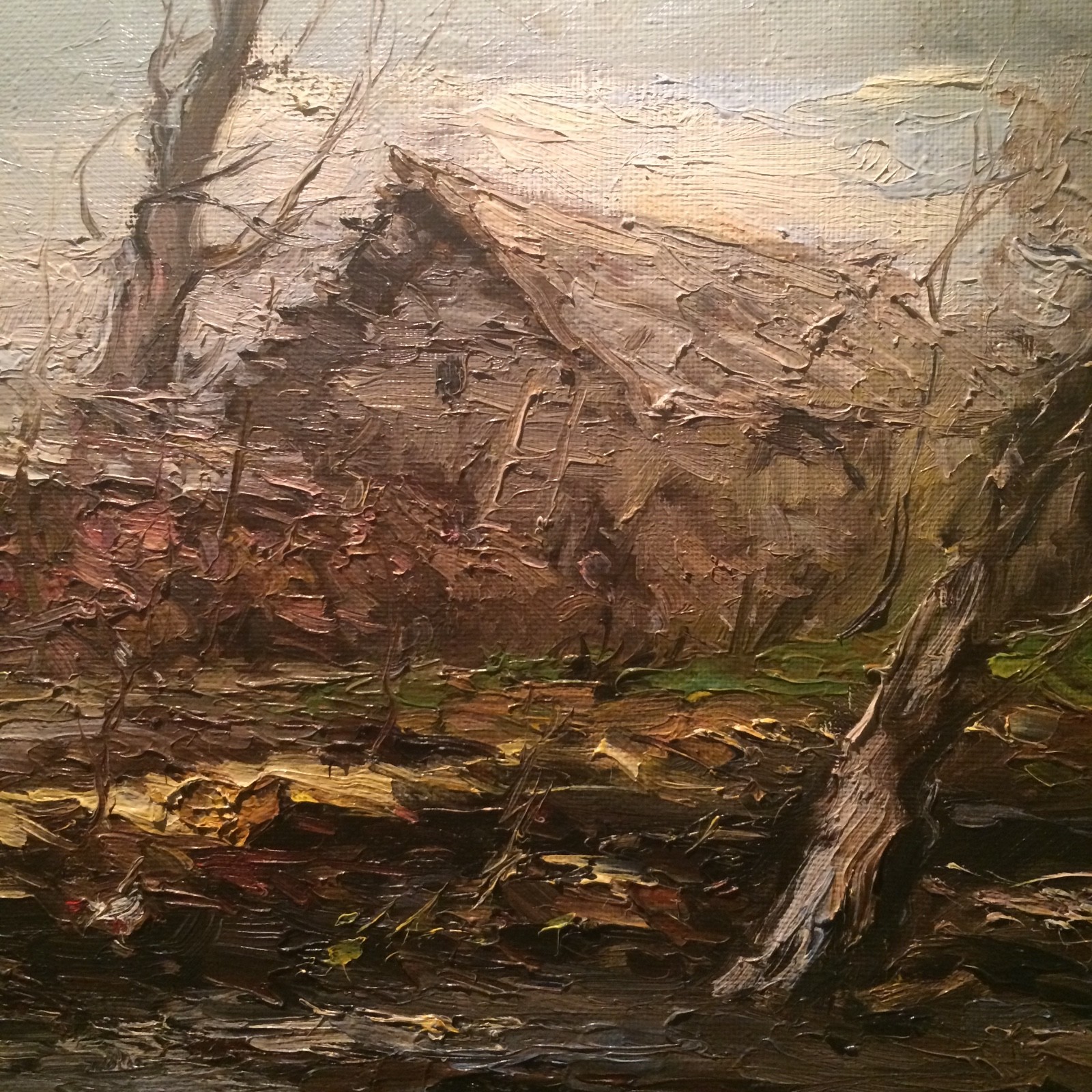 RUSSIAN RARE 1991 IMPRESSIONIST SIGNED ORIGINAL OIL ON CANVAS «THE LATE AUTUMN»