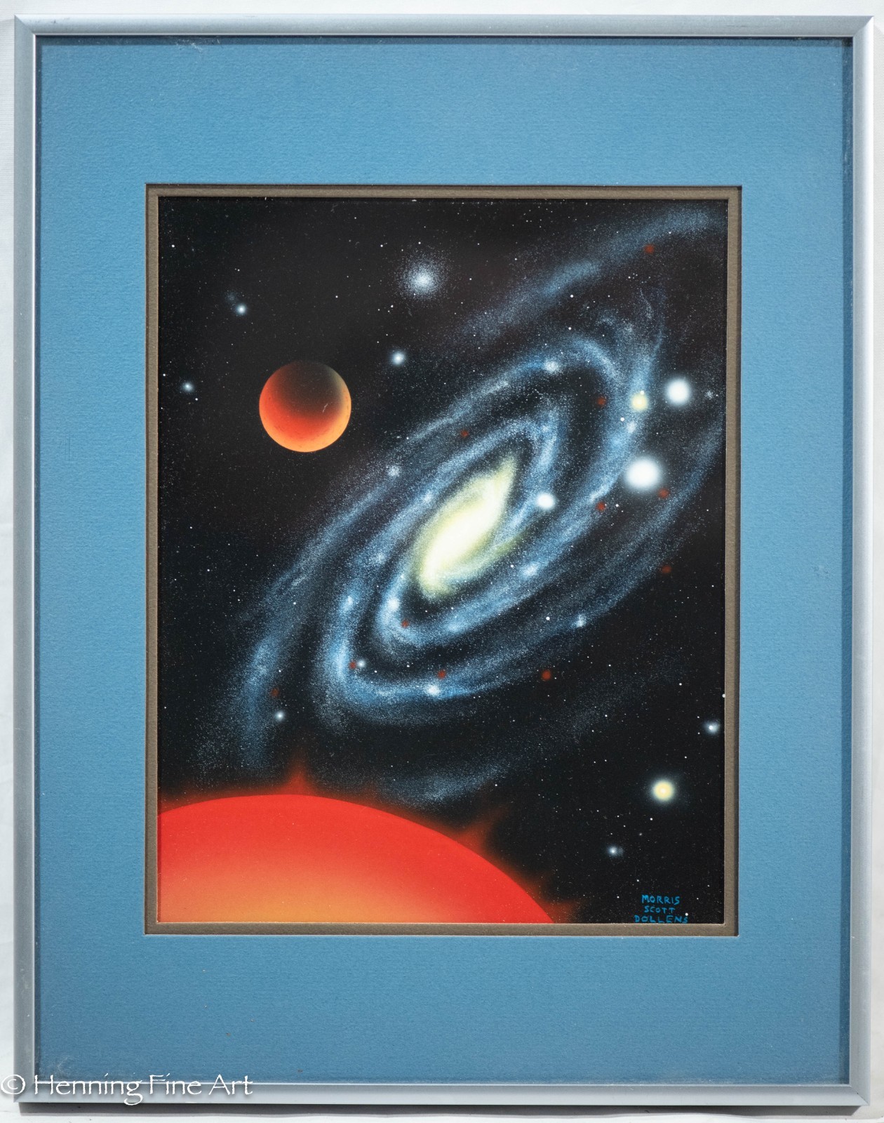 Morris Scott Dollens Original Science Fiction Space Painting Galaxy and Sun