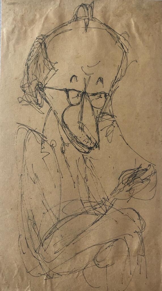 Cartoon by Juan David. (Raúl Roa). Original. No signature.