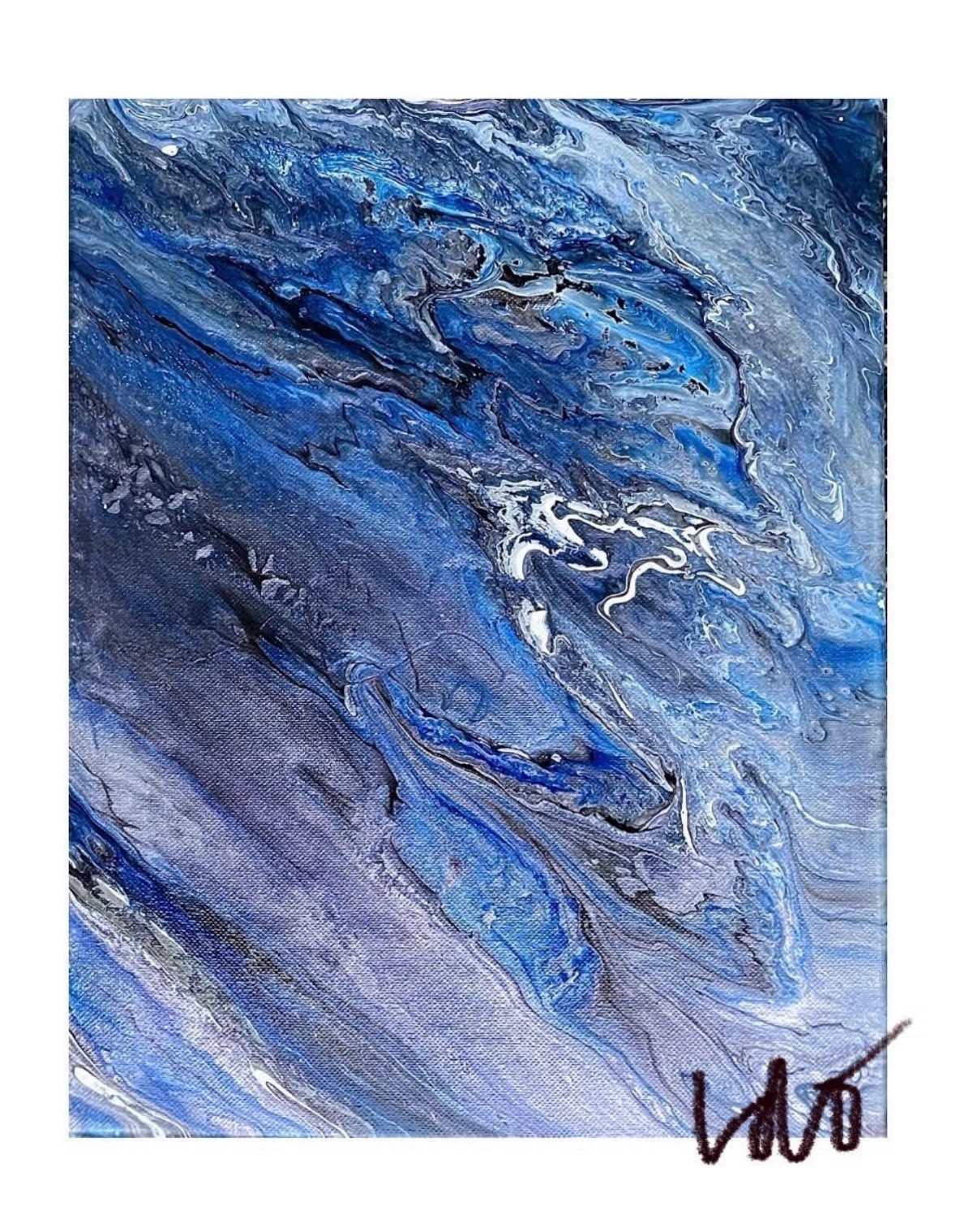 This unique piece of art is an original acrylic pour painting on canvas
