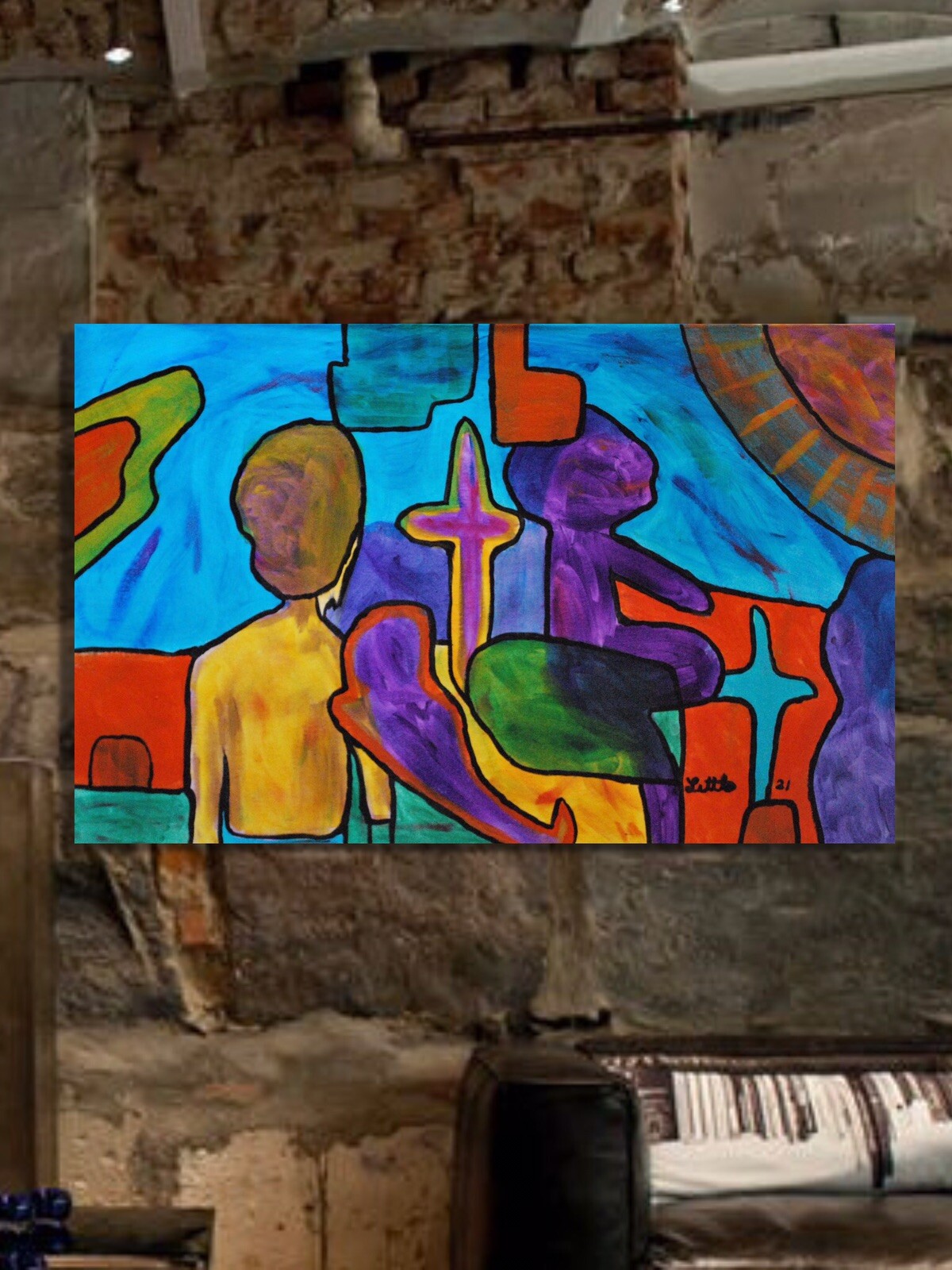 painting on canvas 39” X 62” Acrylic, Abstract, POP Art, giant