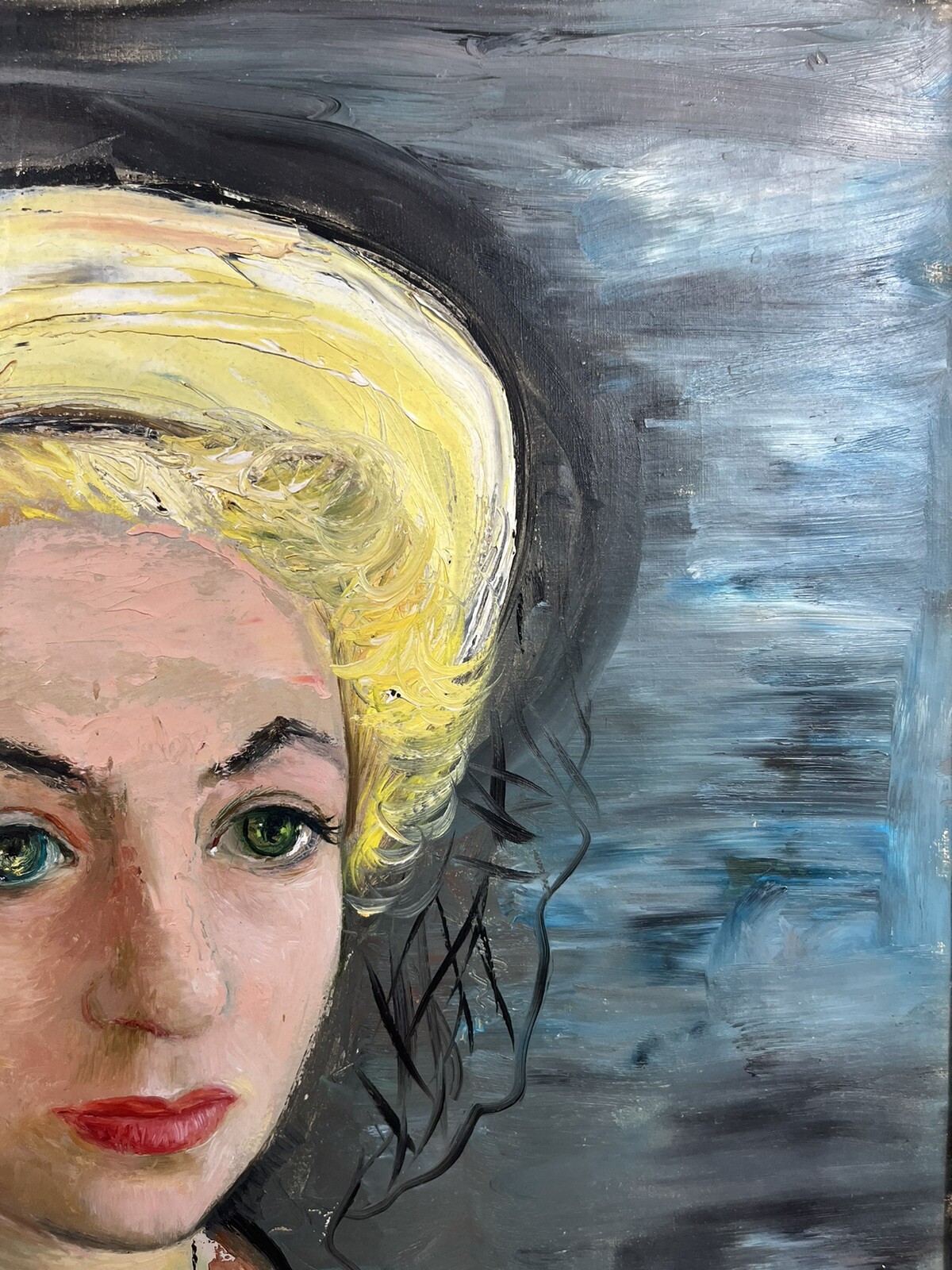 GLADYS ROCKMORE DAVIS MODERNISM ANTIQUE WOMAN PORTRAIT VINTAGE OIL PAINTING