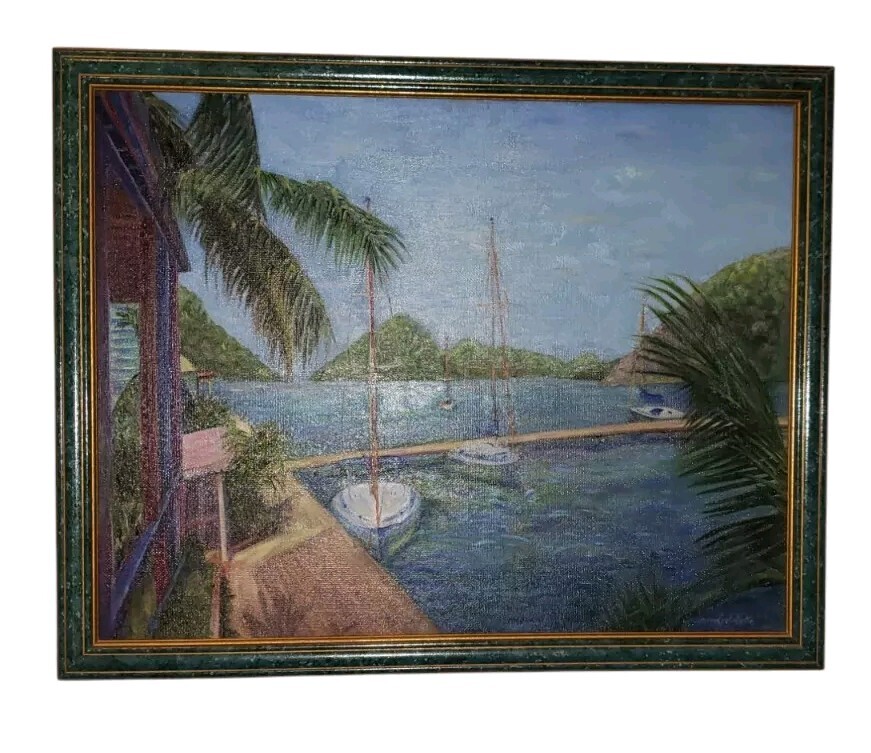Original Landscape Sail Boats Oil Painting By Susane