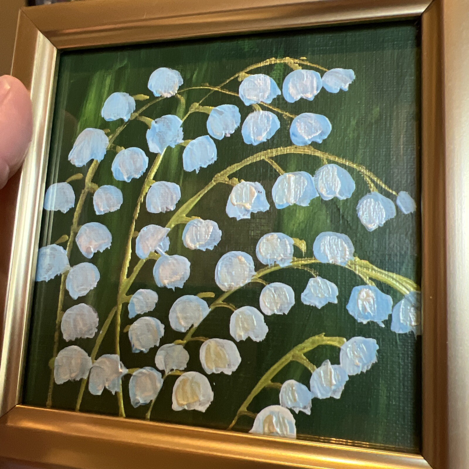 Lily Of The Valley ,flowers , original,miniature Painting,small,mini, Framed