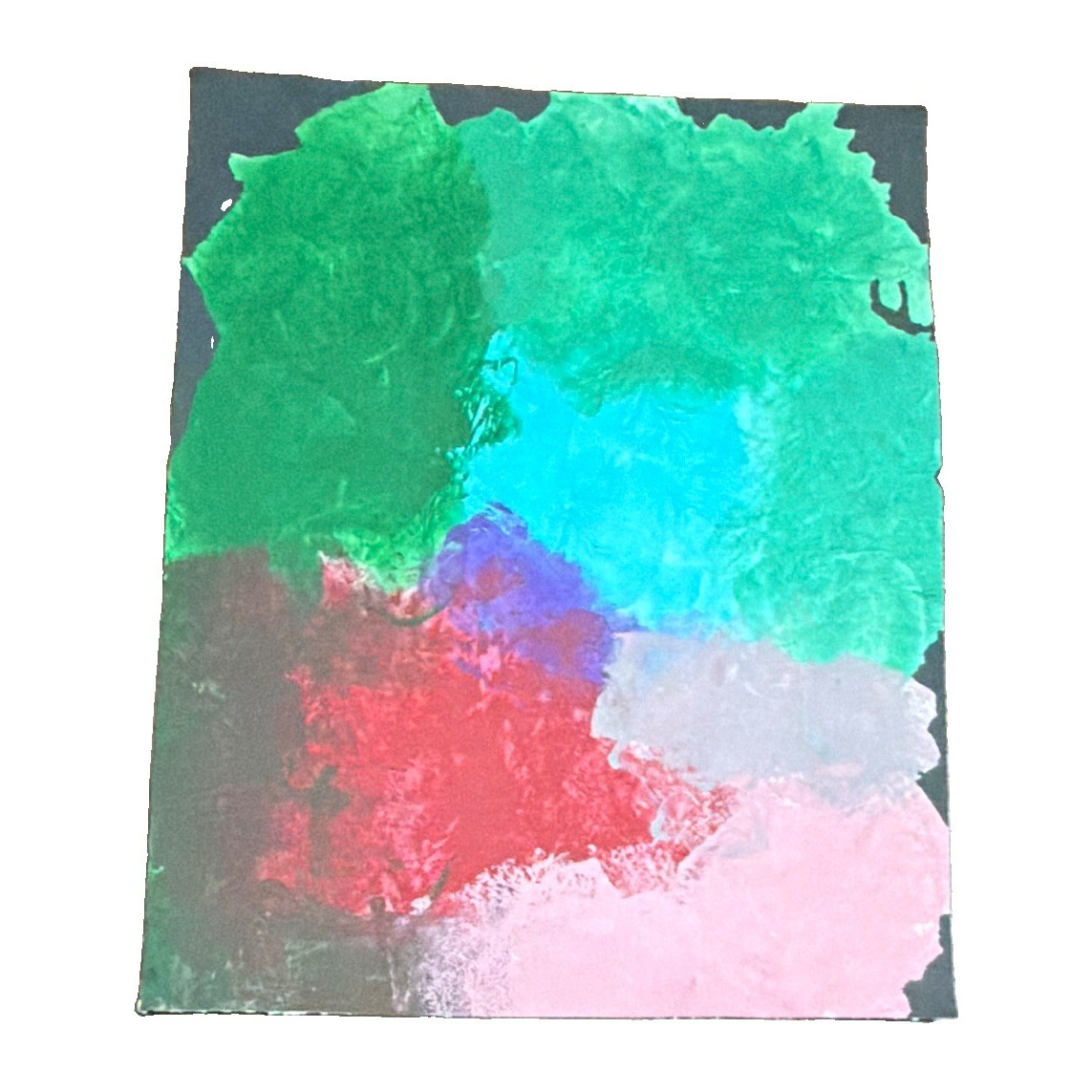 Abstract Color Block Painting Green Blue Red Pink Unframed Single Piece