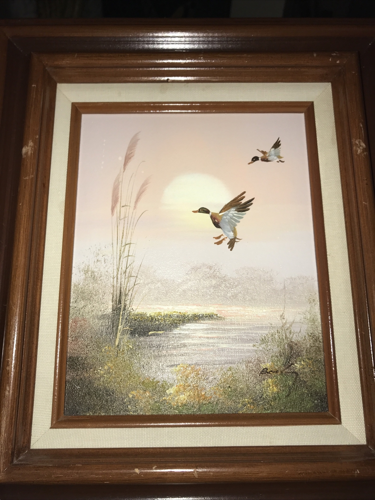 Signed – Mallards – Ducks – Flying – Lake – Oil – Painting – Original – Art