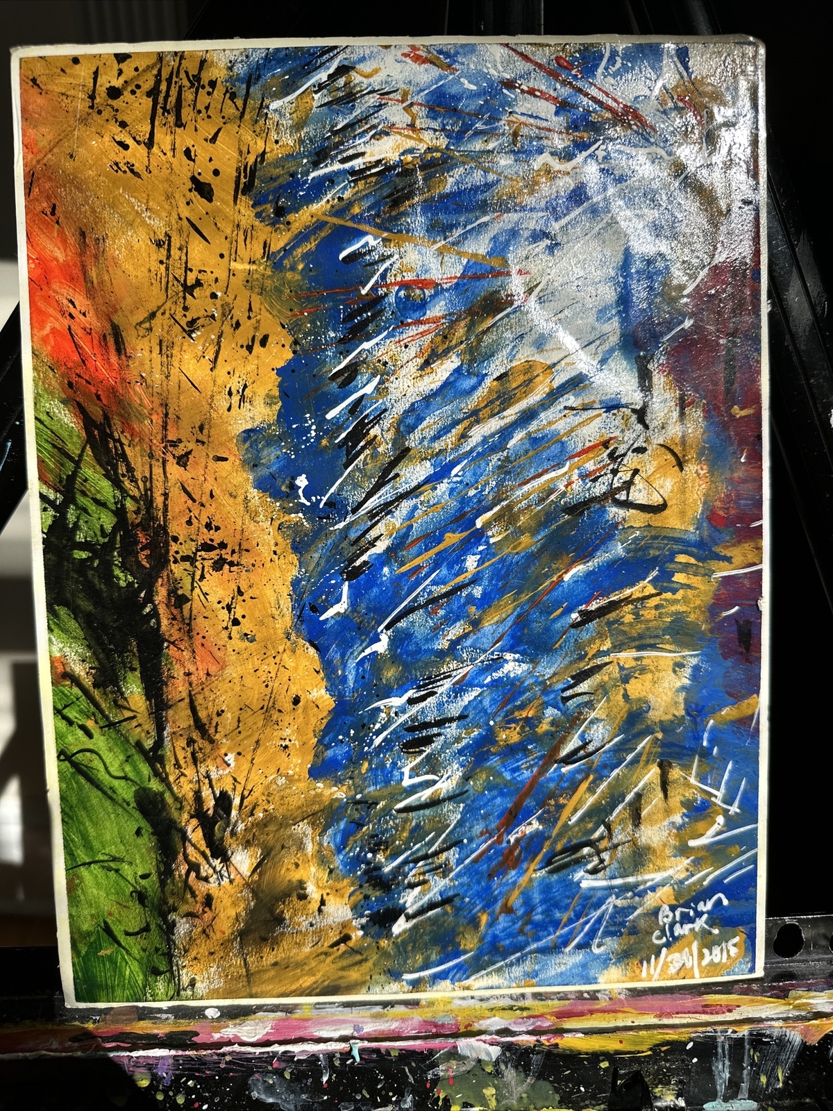 Ocean From Above Abstract Painting 8×10 Brown | ￼ Blue | Green