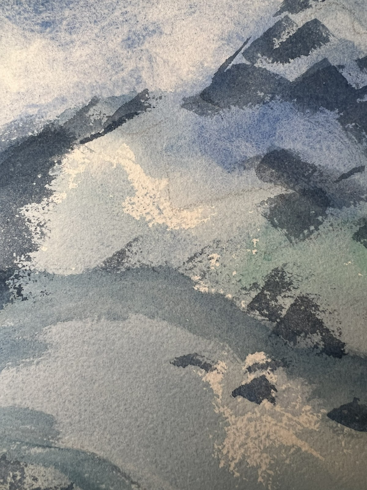 Landscape with Snow Mountain–Mid 20th Century Watercolor–Charlotte Hoffman