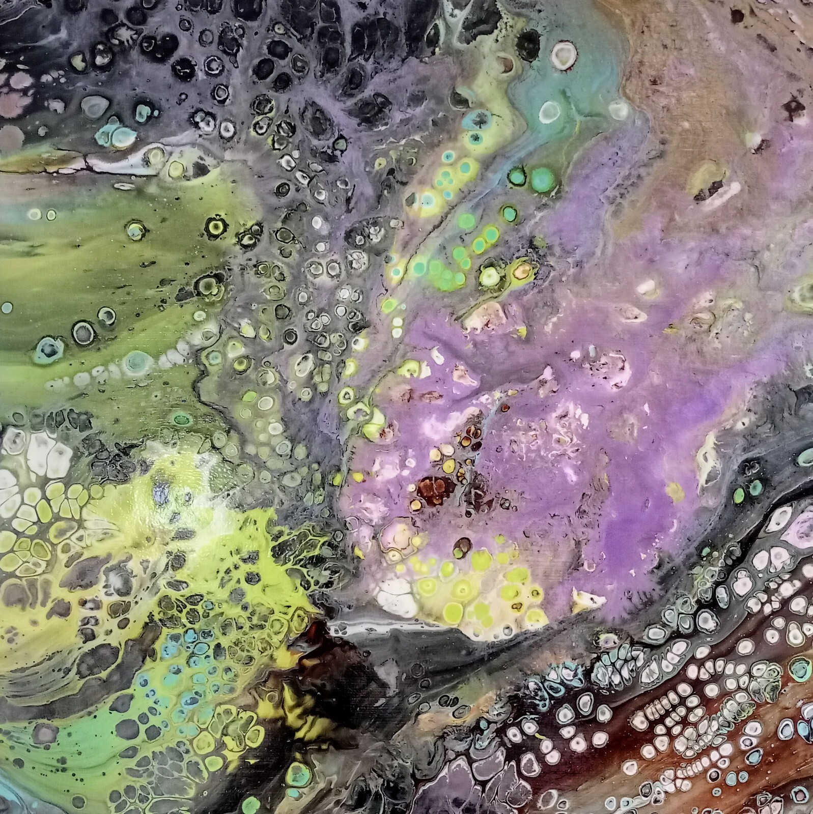 Abstract Brown Green Purple Acrylic Picture 50x50cm Painting on Canvas Modern Art