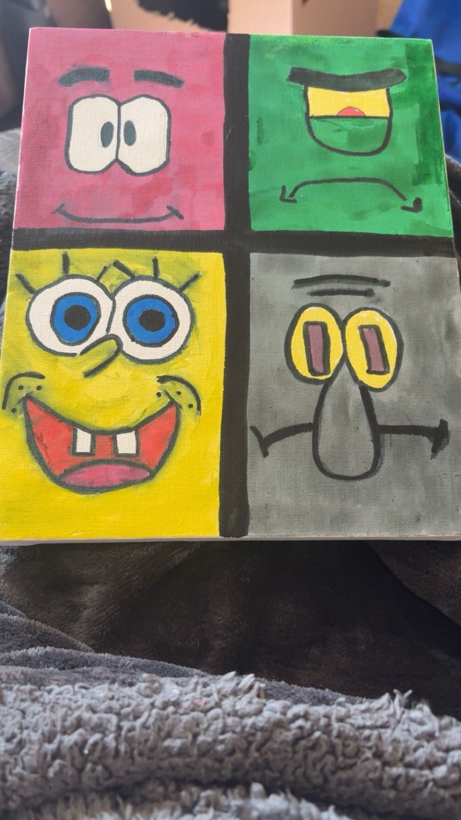 Small Unframed 4-Panel Cartoon Pop Art Animation Painting, 2020-Now
