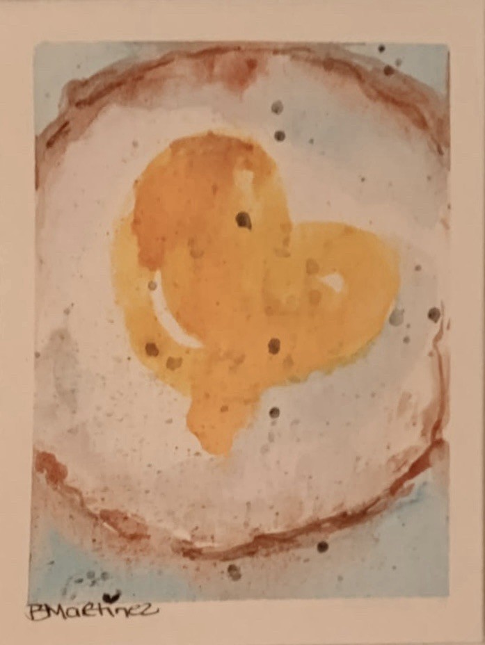aceo original painting Fried Egg “Unbreak My Heart”