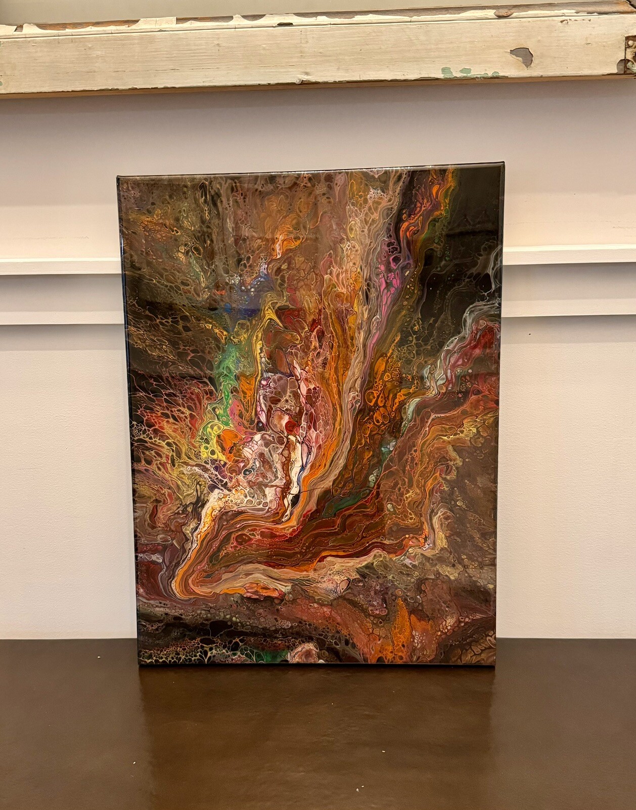 Signed Tom Harding 18 X 24 Abstract Acrylic Pour Art / Fluid Art On Canvas