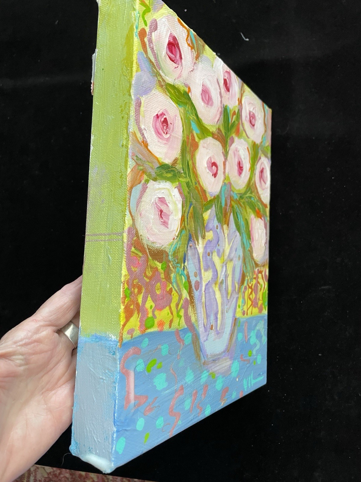 Pink Peonies “An Original Acrylic Painting On Canvas 12”x9”X1.5”