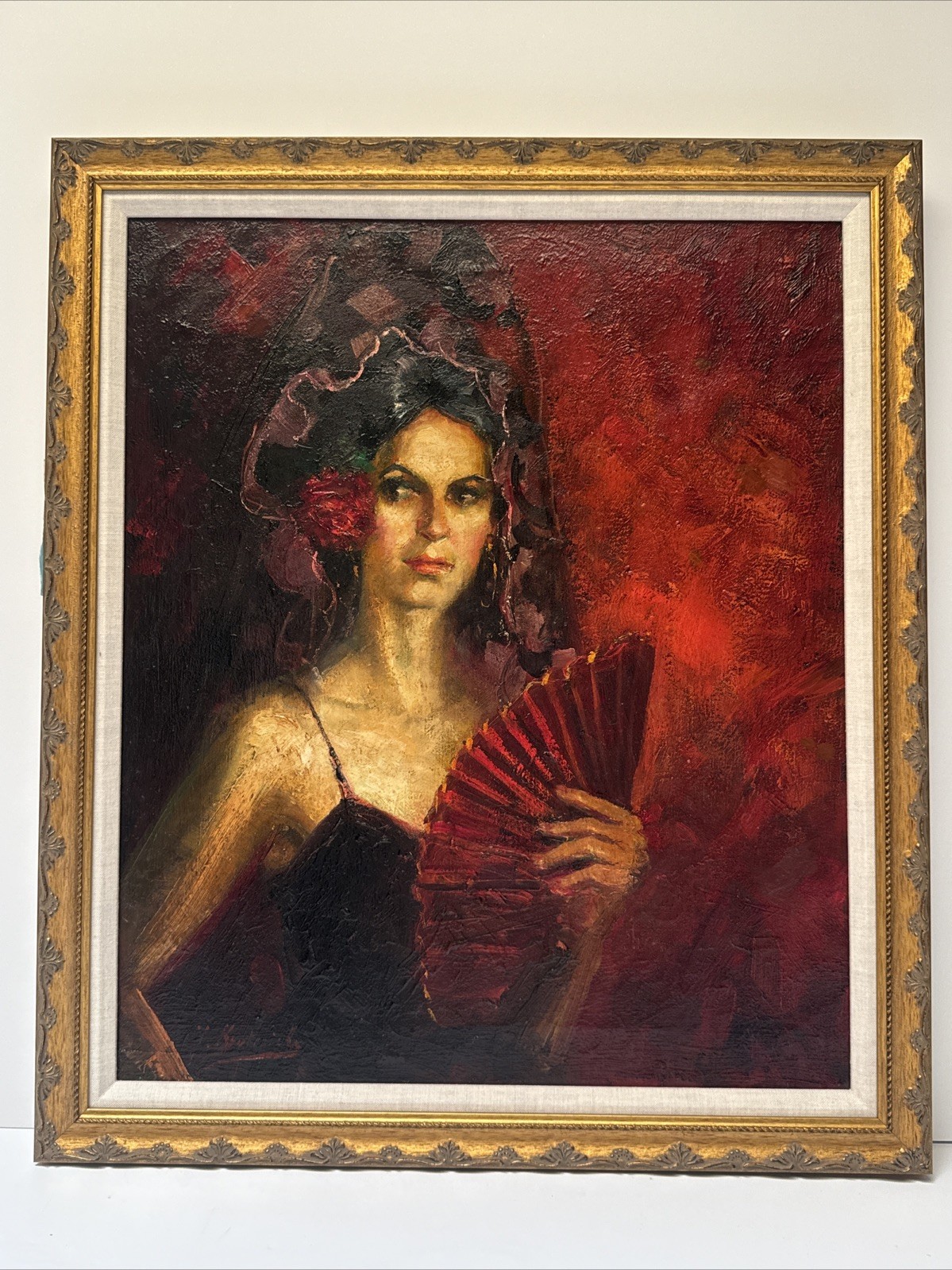 Mid Century Painting Woman Female Model Listed Impressionist Portrait Antique