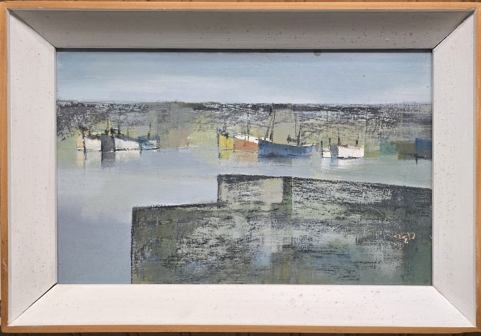 BRITISH BOAT PAINTING ABSTRACT FINE ART DAFE HARBOR FISHING UK CORNWALL MI PRAED