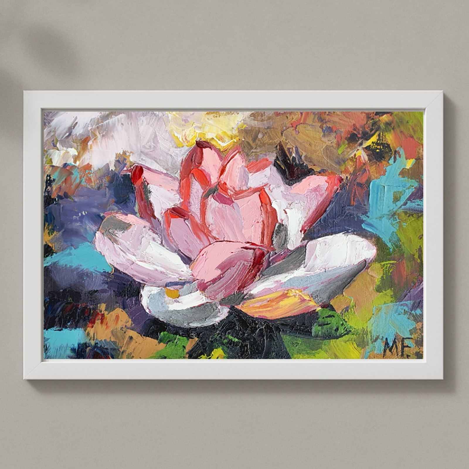 Flowers Painting Water Lily Flower Original Art Lotus Plant Claude Monet Artist