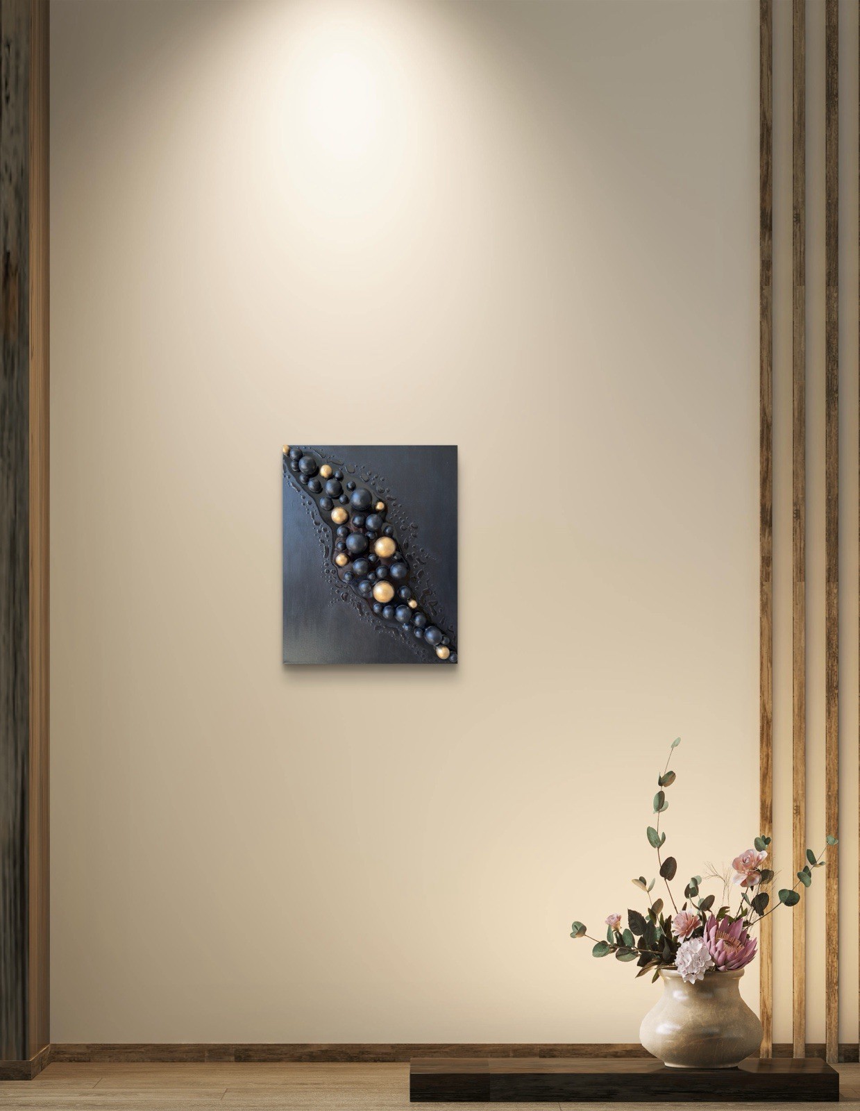 Modern Abstract 3D Spheres Painting, Hand Painted Acrylic on Canvas Art