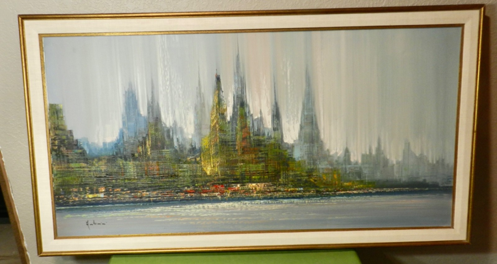 Vintage ANTONINI Signed Surreal Abstract City Oil Painting Mich. 1960’s Murder