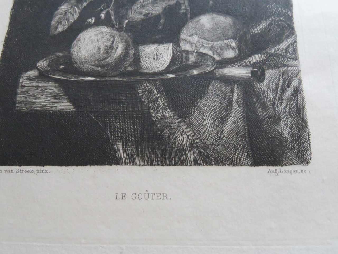 Auguste LANÇON (1836-1887) EAU FORTE STILL LIFE CLEAR OBSCUR HOLLANDE STREECK