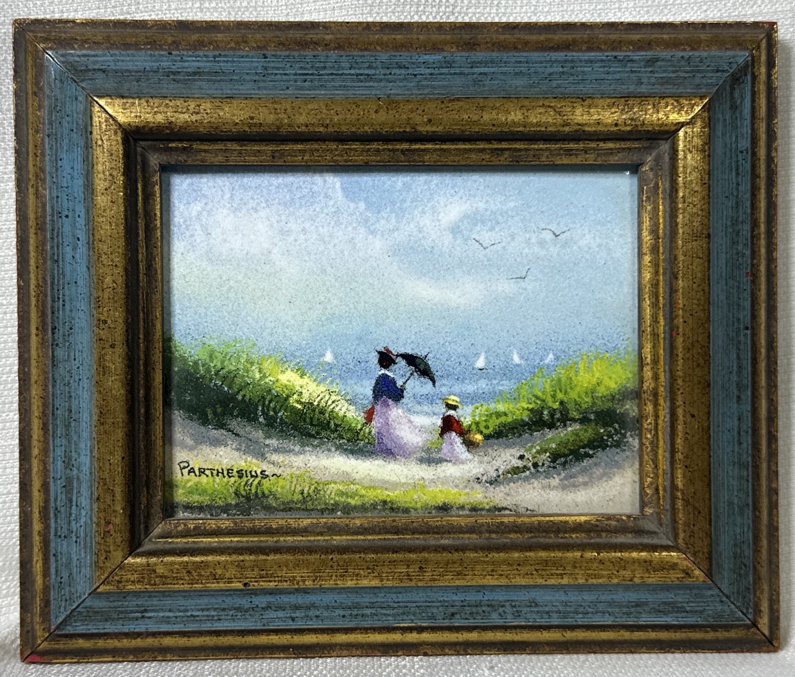 Charles Parthesius ~ Enamel On Copper Miniature Landscape ~ Vintage Signed