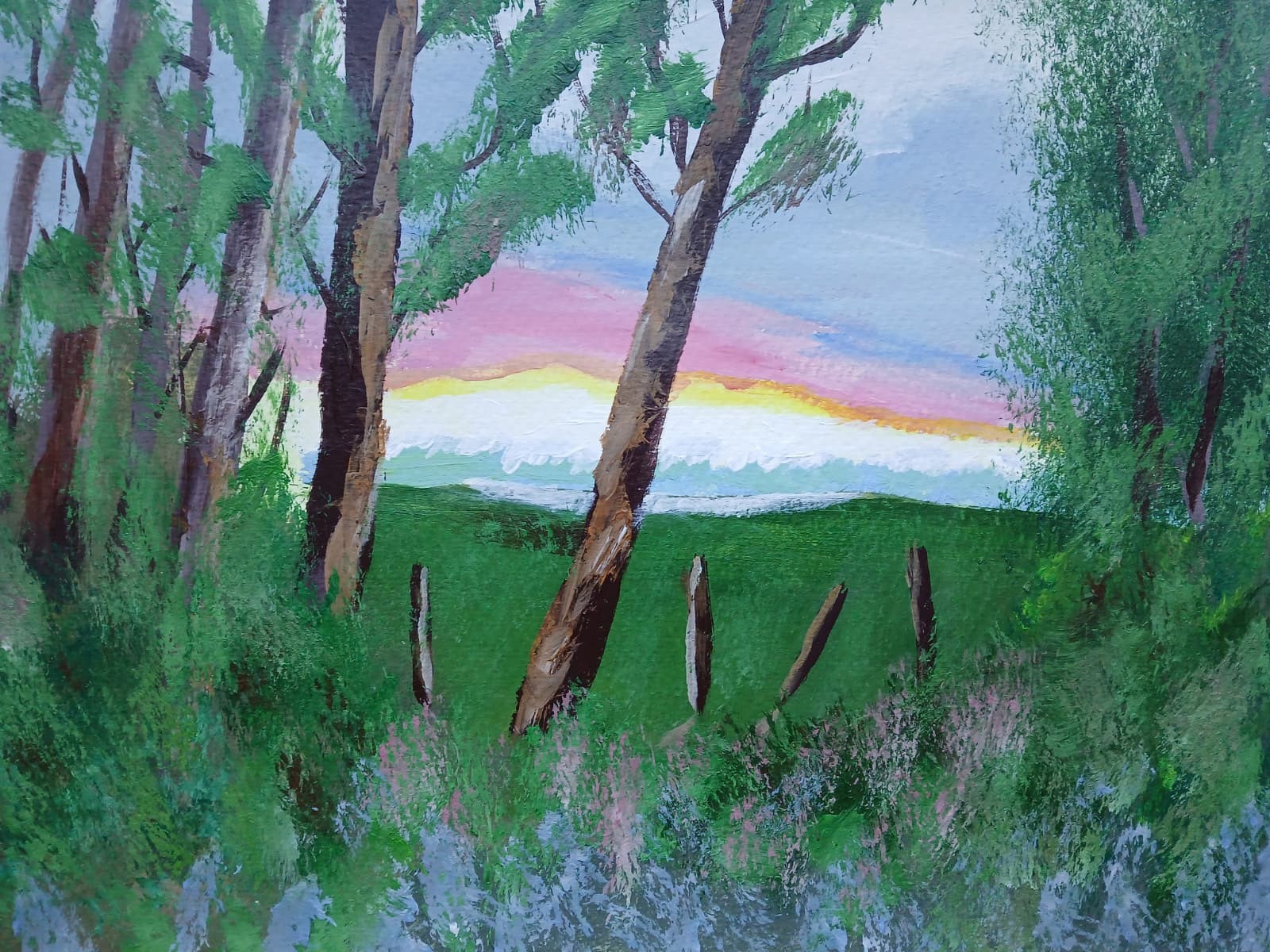 Impressionism 11×14 Sun Light Thru Trees Handmade Signed Original Art Painting