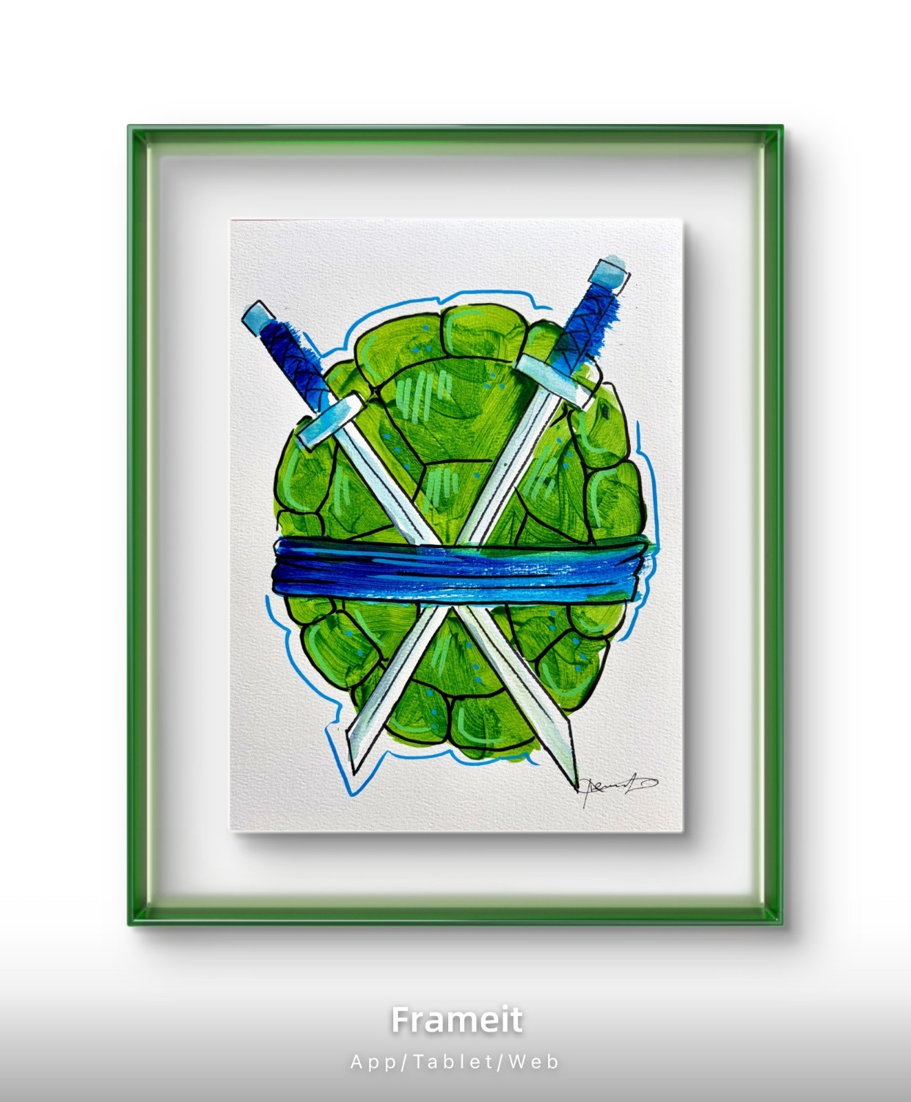 Leonardo Painting By Alannah Dyer- Acrylic 9×12 in Mutant Ninja Turtles 80’s