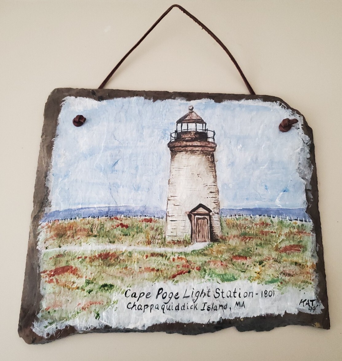 Antique Handpainted Decor Cape Poge Light Station Chappaquiddick Island, MA