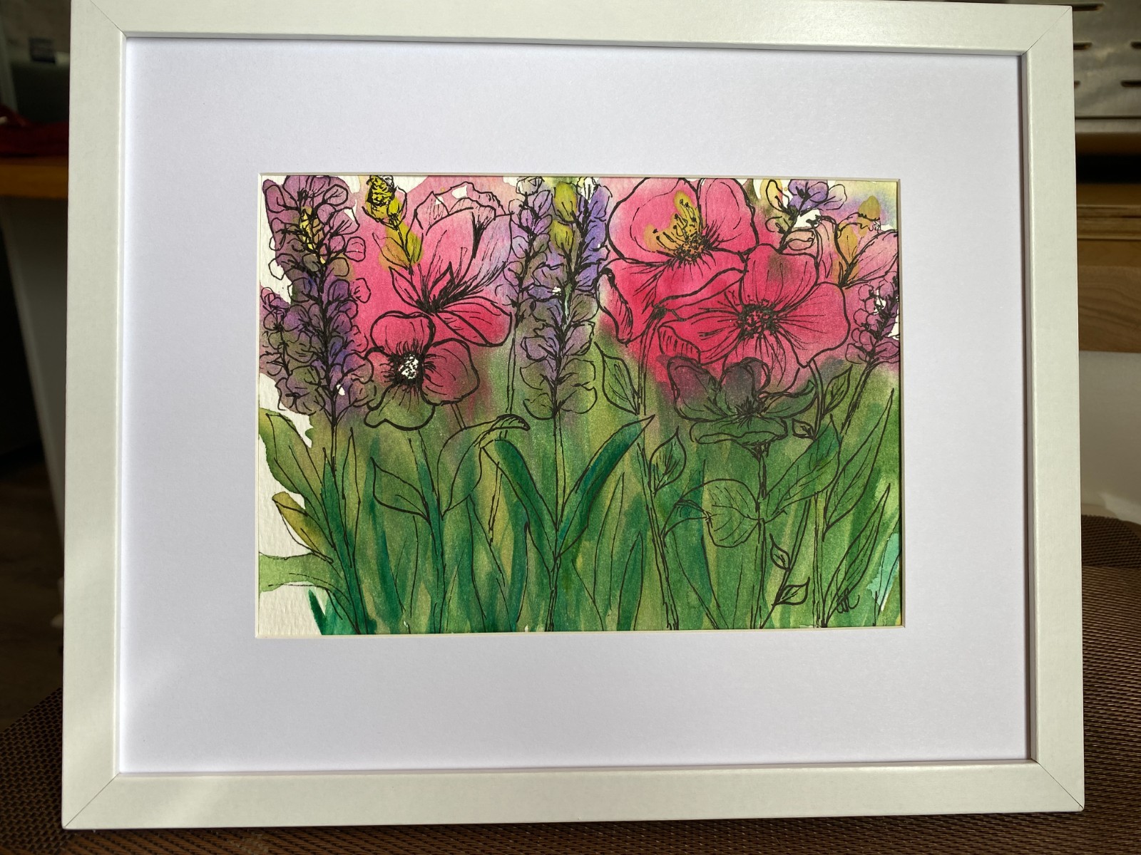 Original watercolor 7 in x 5 in «Through the Weeds 1» by Angel Rose