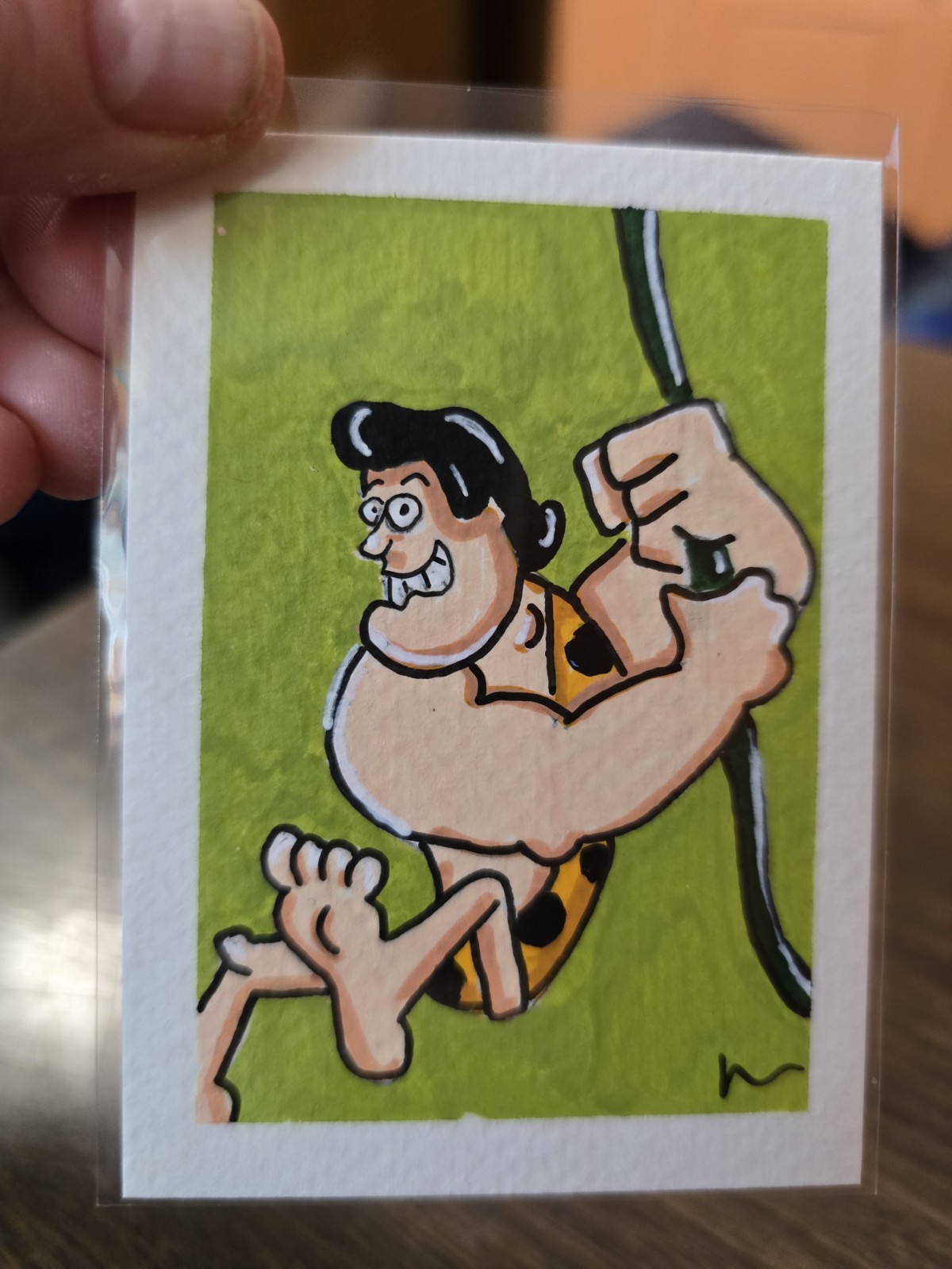 ACEO Original Painting Acrylic 2.5×3.5 George Of The Jungle George Cartoon