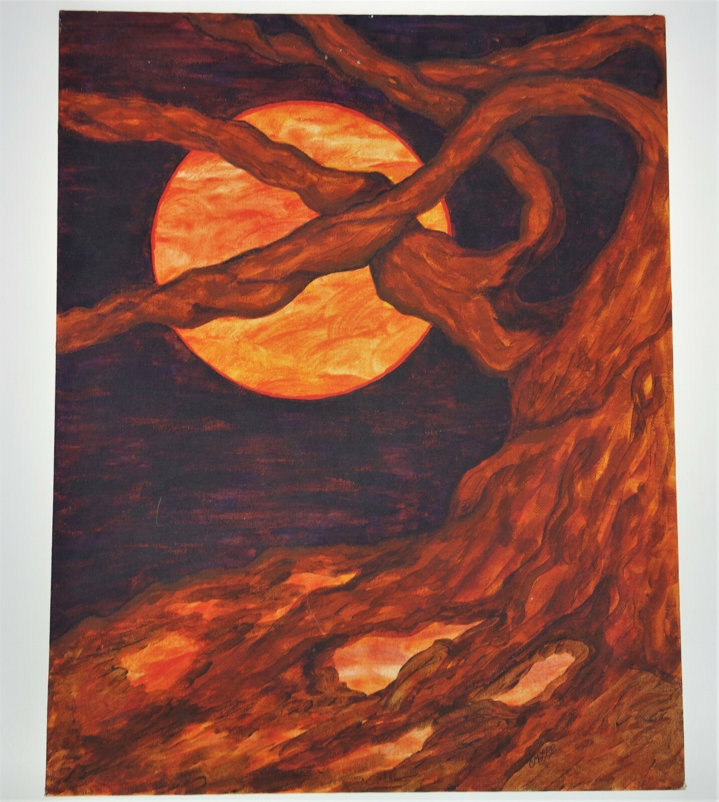Rooted in Fire 2005 Acrylic Art Picture Pic Catherine Pagano 16×20 Signed Moon