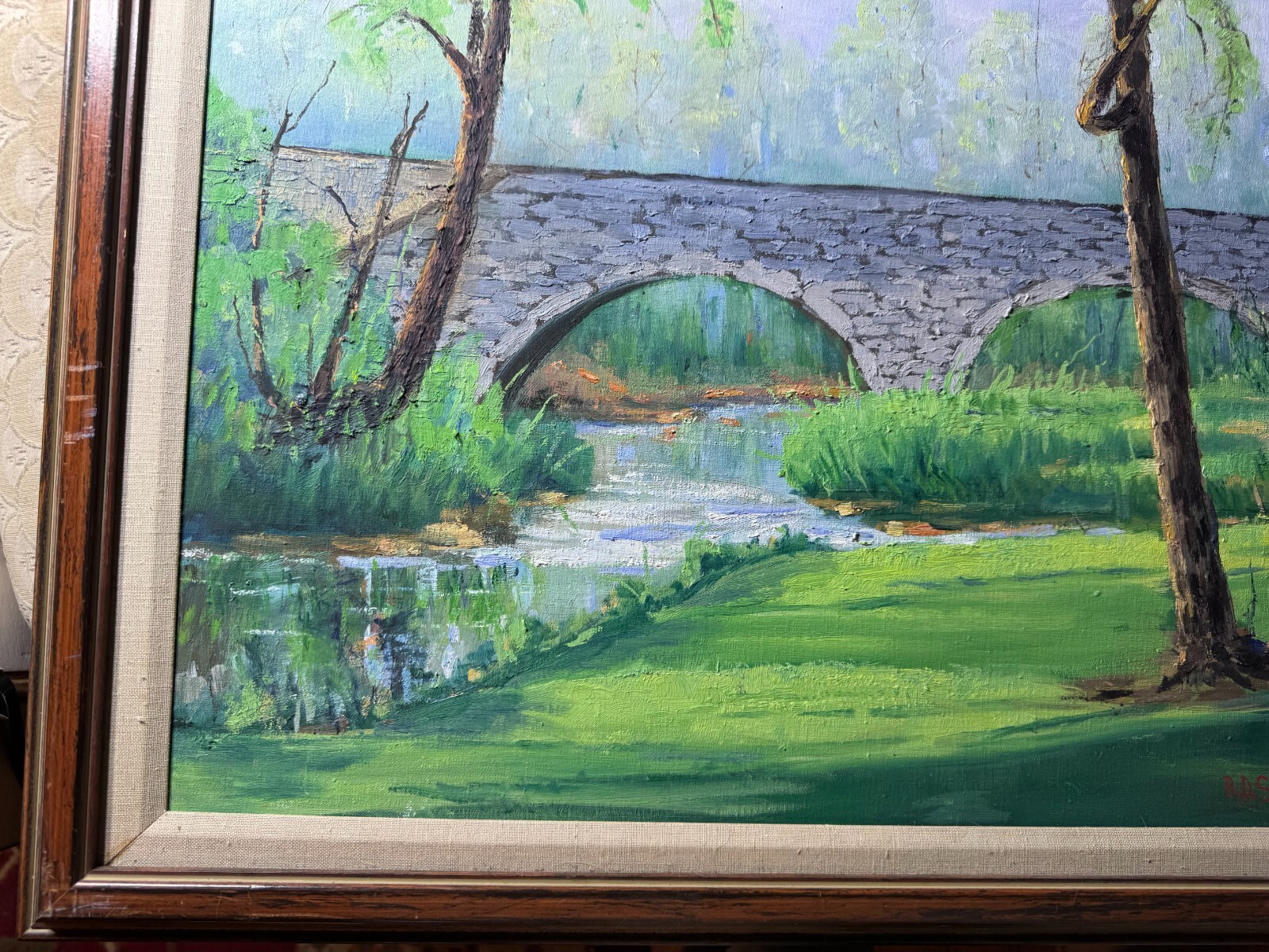 Richard D. Schultz (1915 – 2007) «Stone Bridge, Inwood West VA» Oil Painting