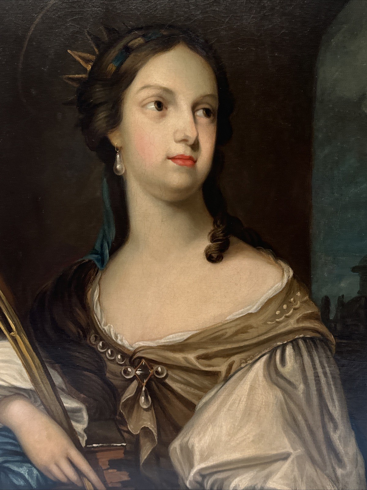 Old Master Painting Queen Crown Madonna Church Iconic 17th 18th Century Antique