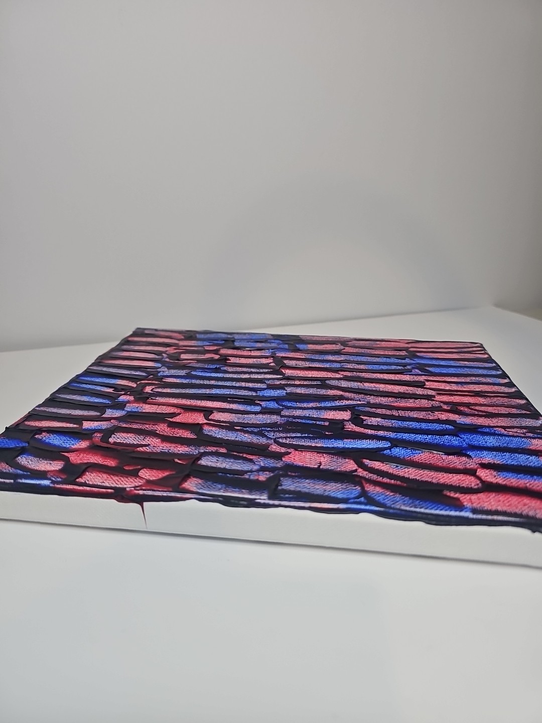 Red And Blue Multicolor Acrylic Abstract Original Art 8×10 Canvas