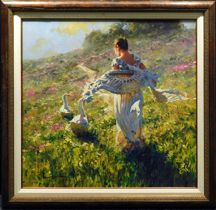 Robert Hagan «With Friends» Original Oil duck canvas Hand Signed Make an Offer!