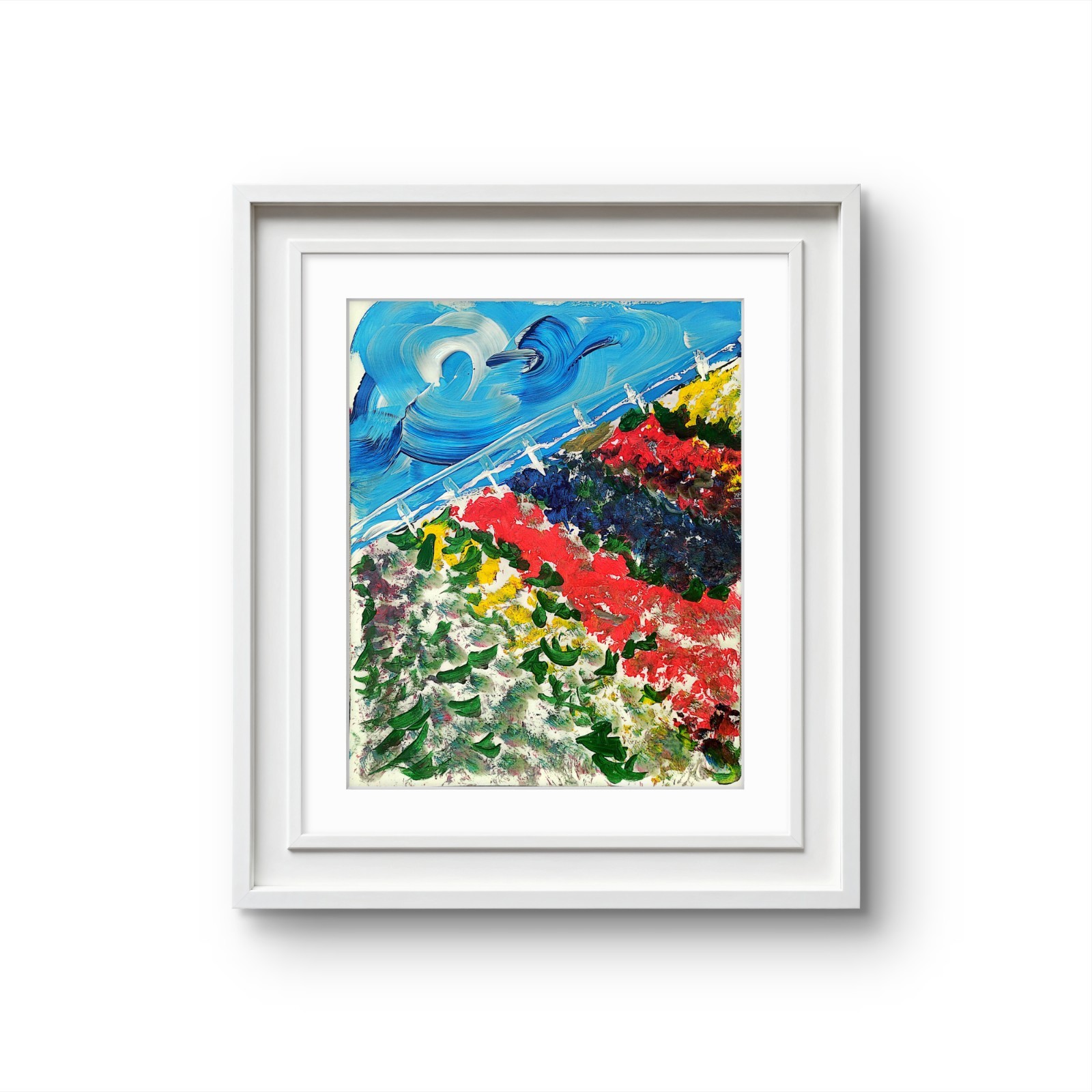 Tulip Rows Abstract Expressionist Original Painting Gallery Paper
