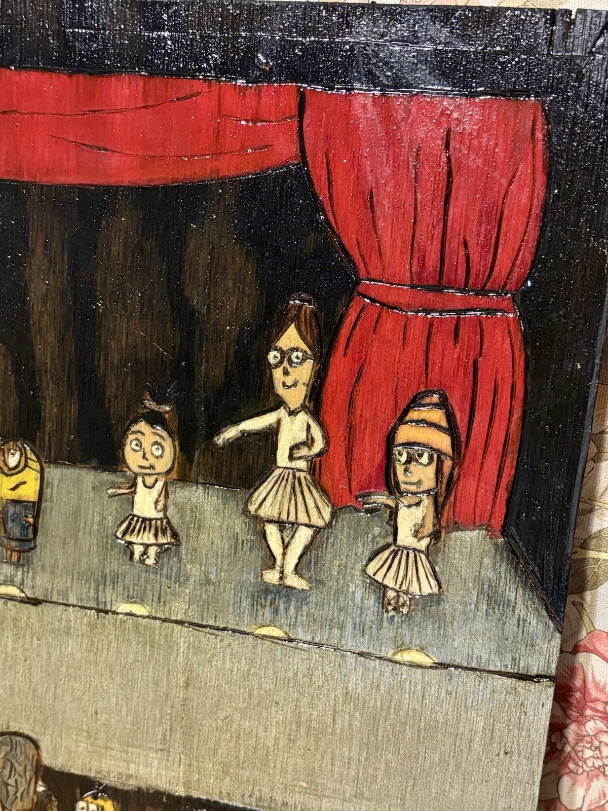 Despicable Me Gru & Minions Inspired Wood Burned Pyrography Fan Art Yellow Red