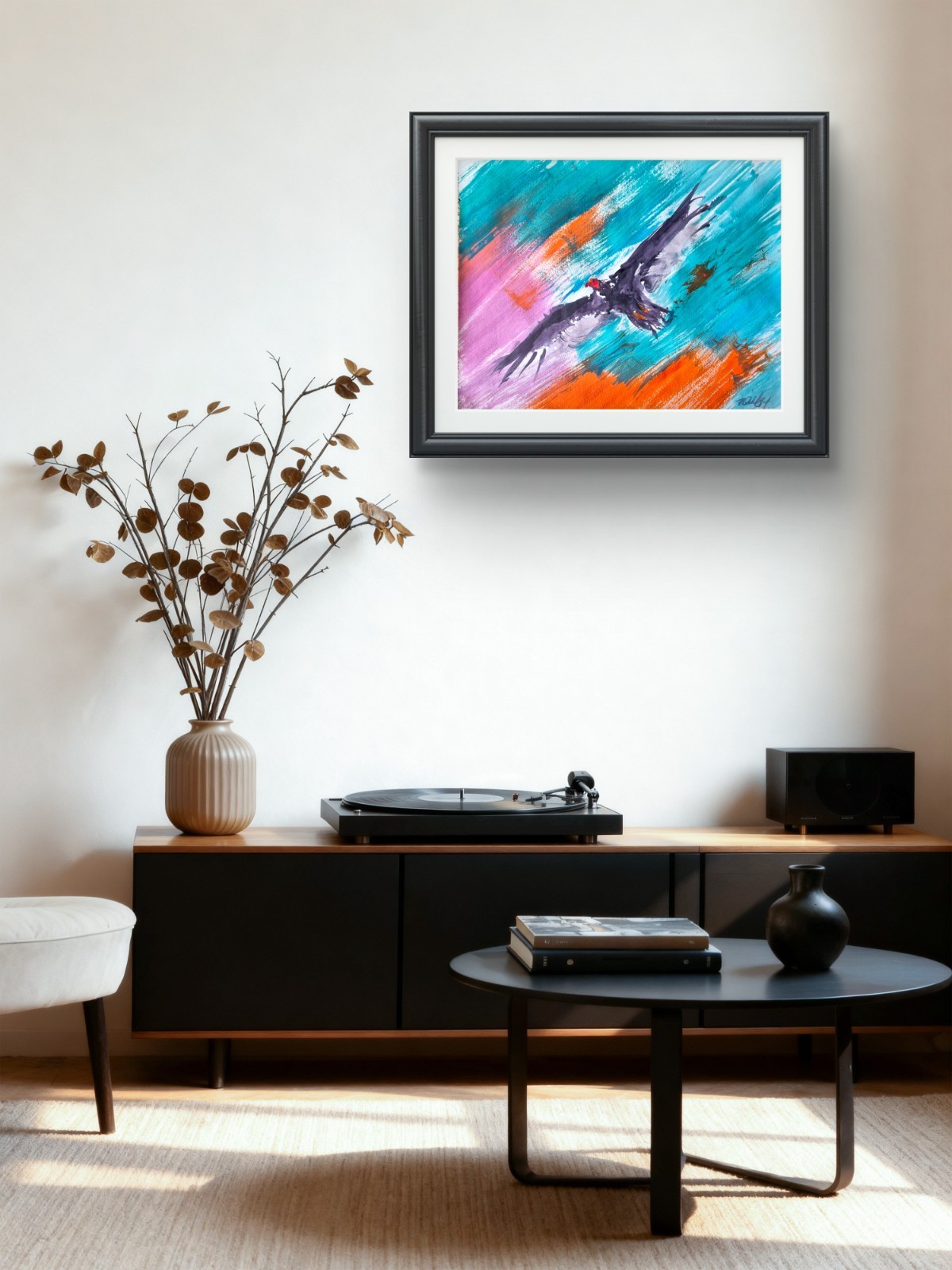 Original Signed 11×14 Expressionist Animal Acrylic Art Vivid Paper Home Decor 64