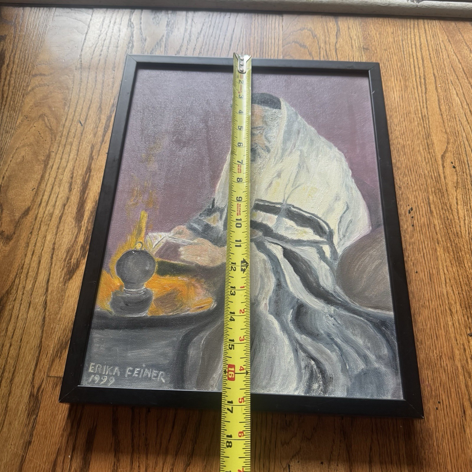 Vintage Original Signed Portrait Painting | Judaica Art Jewish Rabbi | Framed