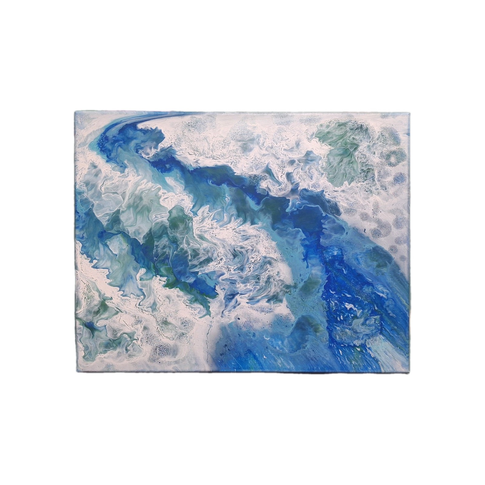 16 x 10 Original Acrylic Pour Painting On Canvas Signed Art