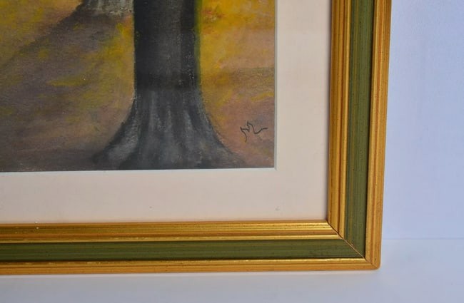 Original Watercolor Forest Landscape Painting Signed M Monaco Impressionist Art