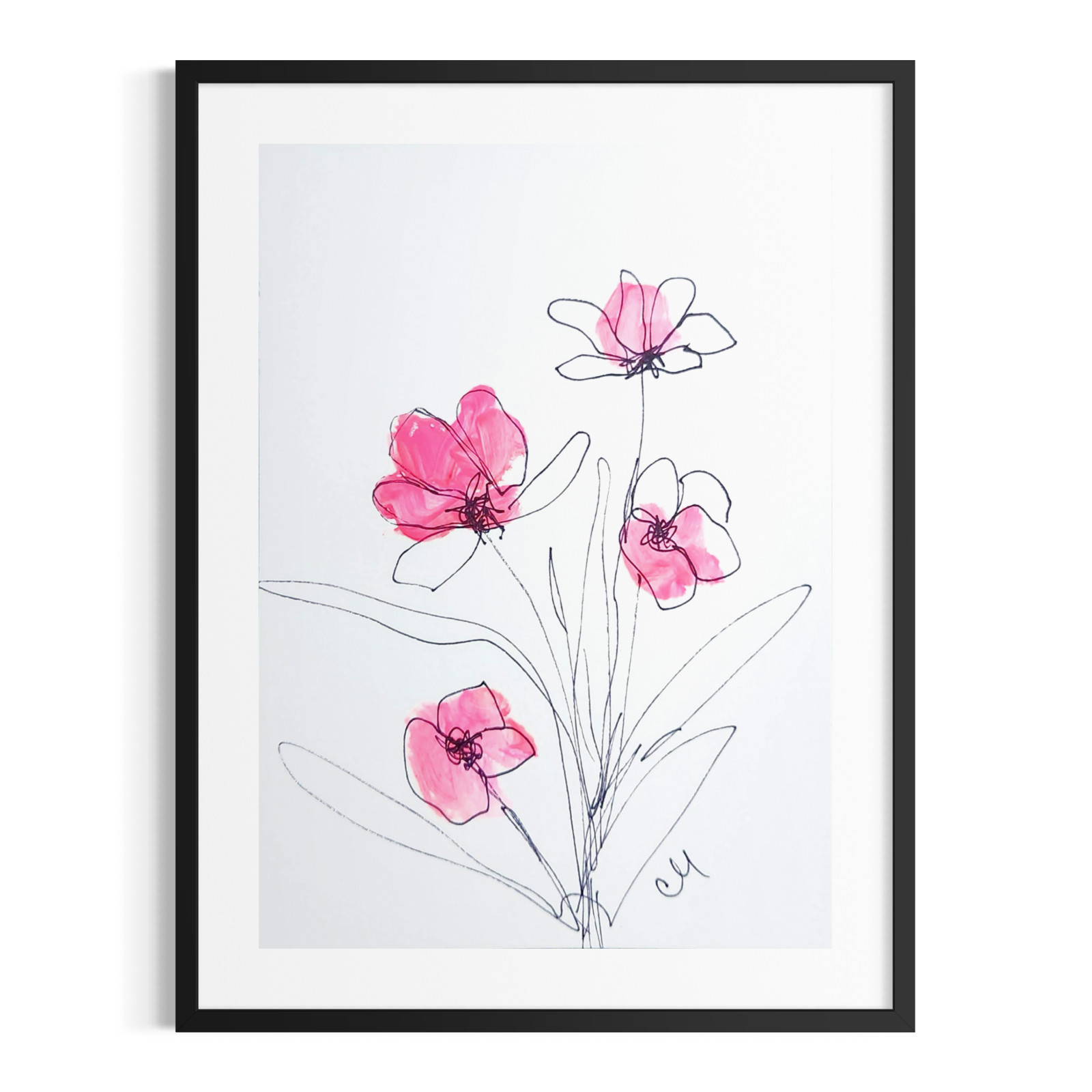 Original Hand Painted 8×10 Floral Abstract Acrylic on Paper Signed Wall Art