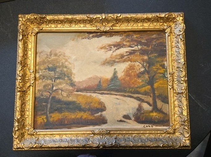 Lanfscape Painting 16in X 20in, Signed By Cane, Anitque Gold Frame