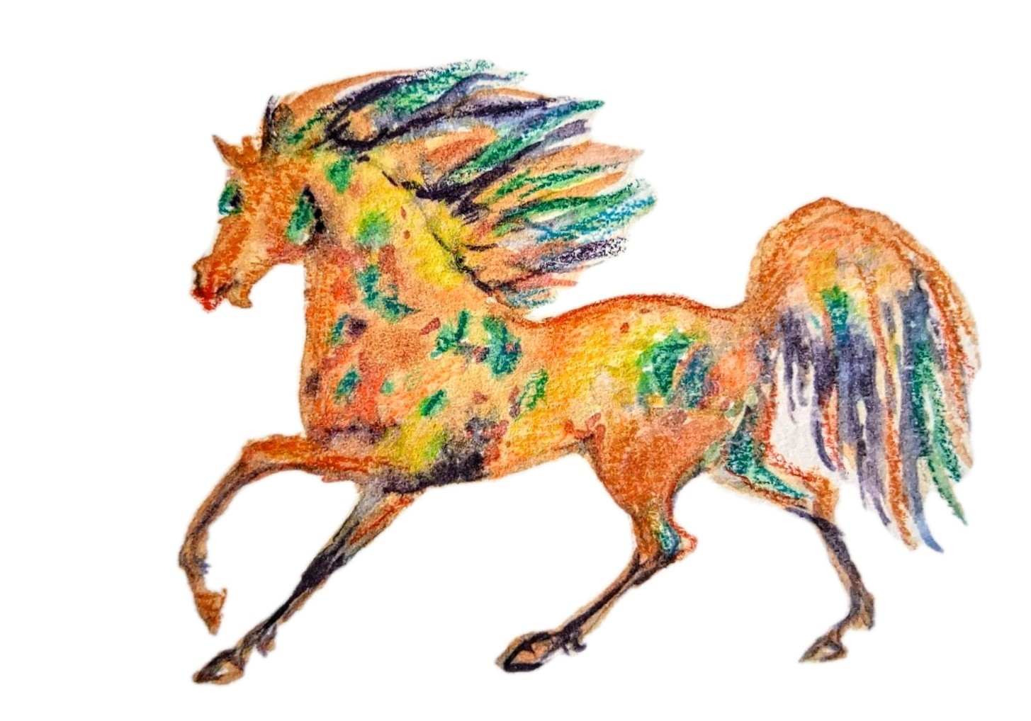 Horse Running art,original Watercolor painting Signed Horse Lover gift 5×3″