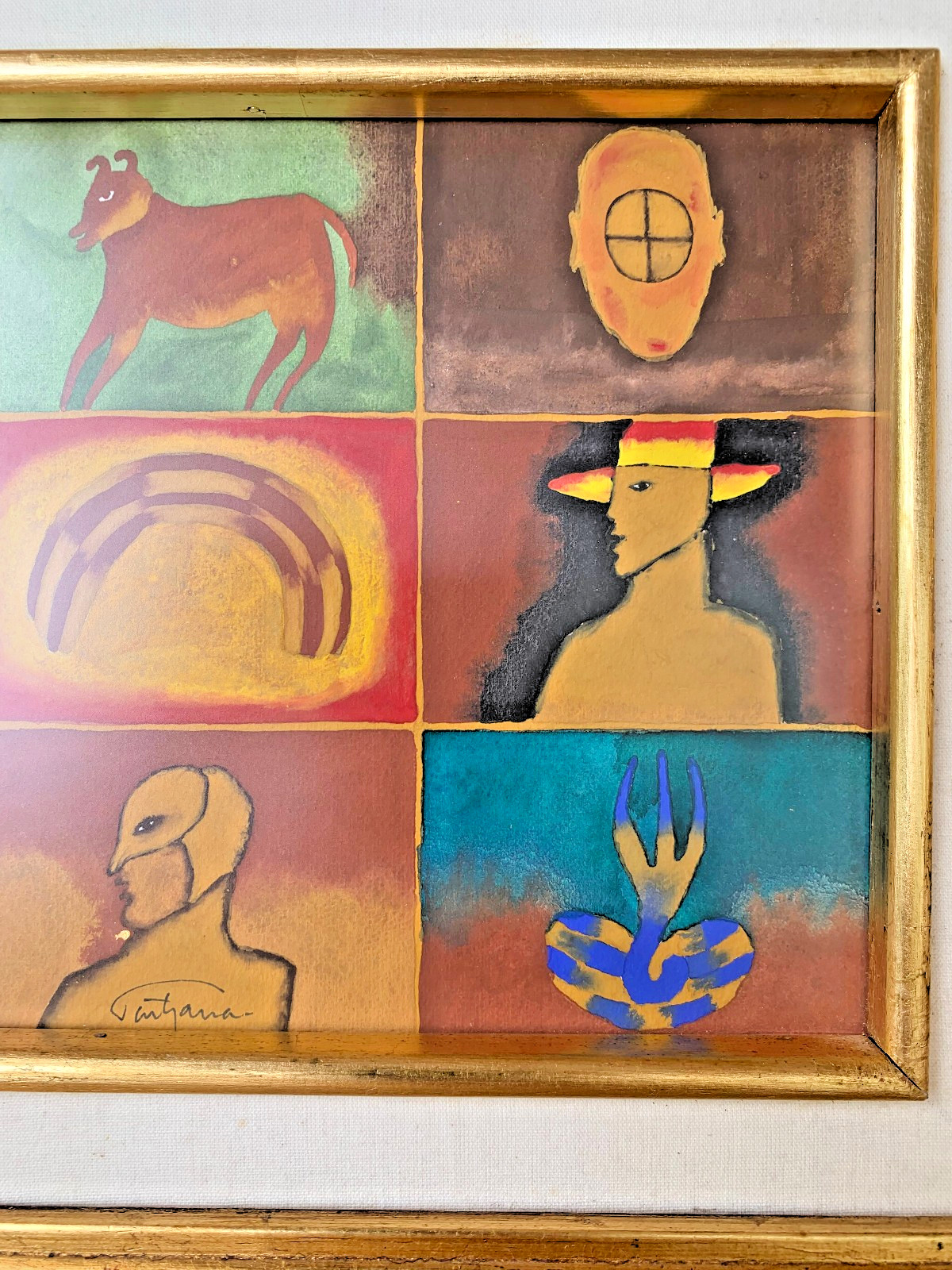 Listed Mexican Artist Soid Pastrana Original Painting Ex Cond Faces & Scorpion