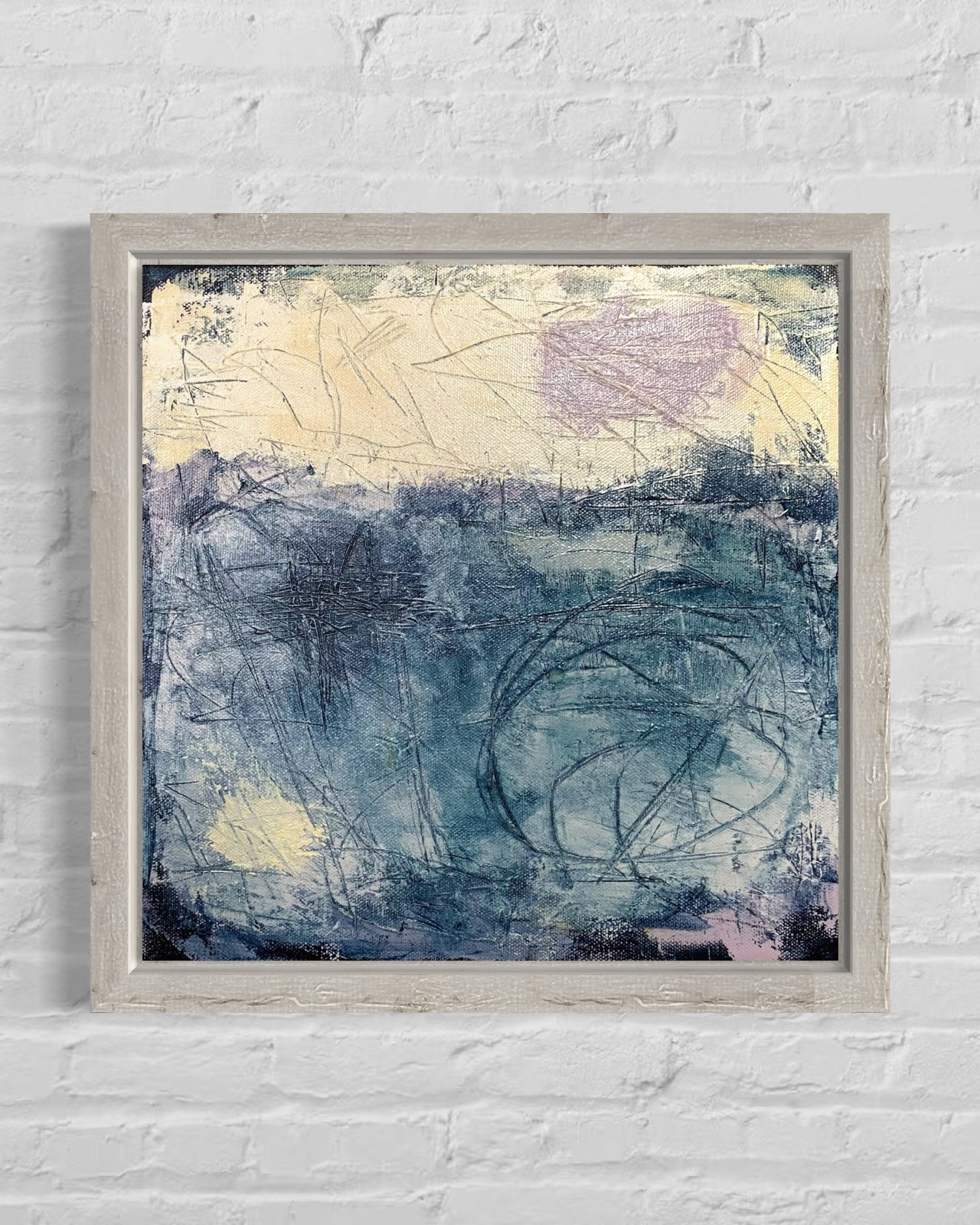 Original Abstract Expressionist Landscape Painting 12×12 Canvas Coastal Wall Art